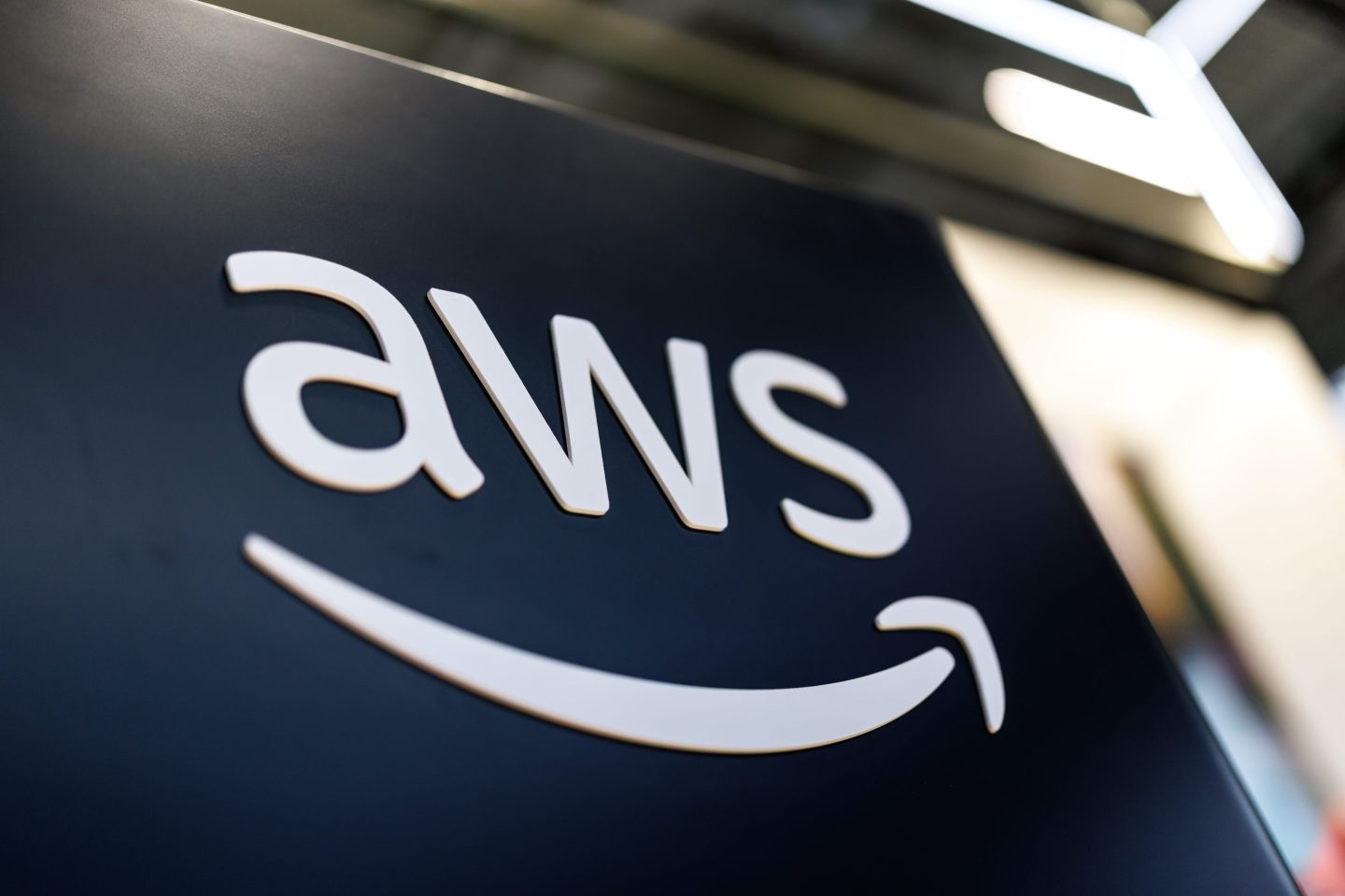 A photo of the AWS logo.