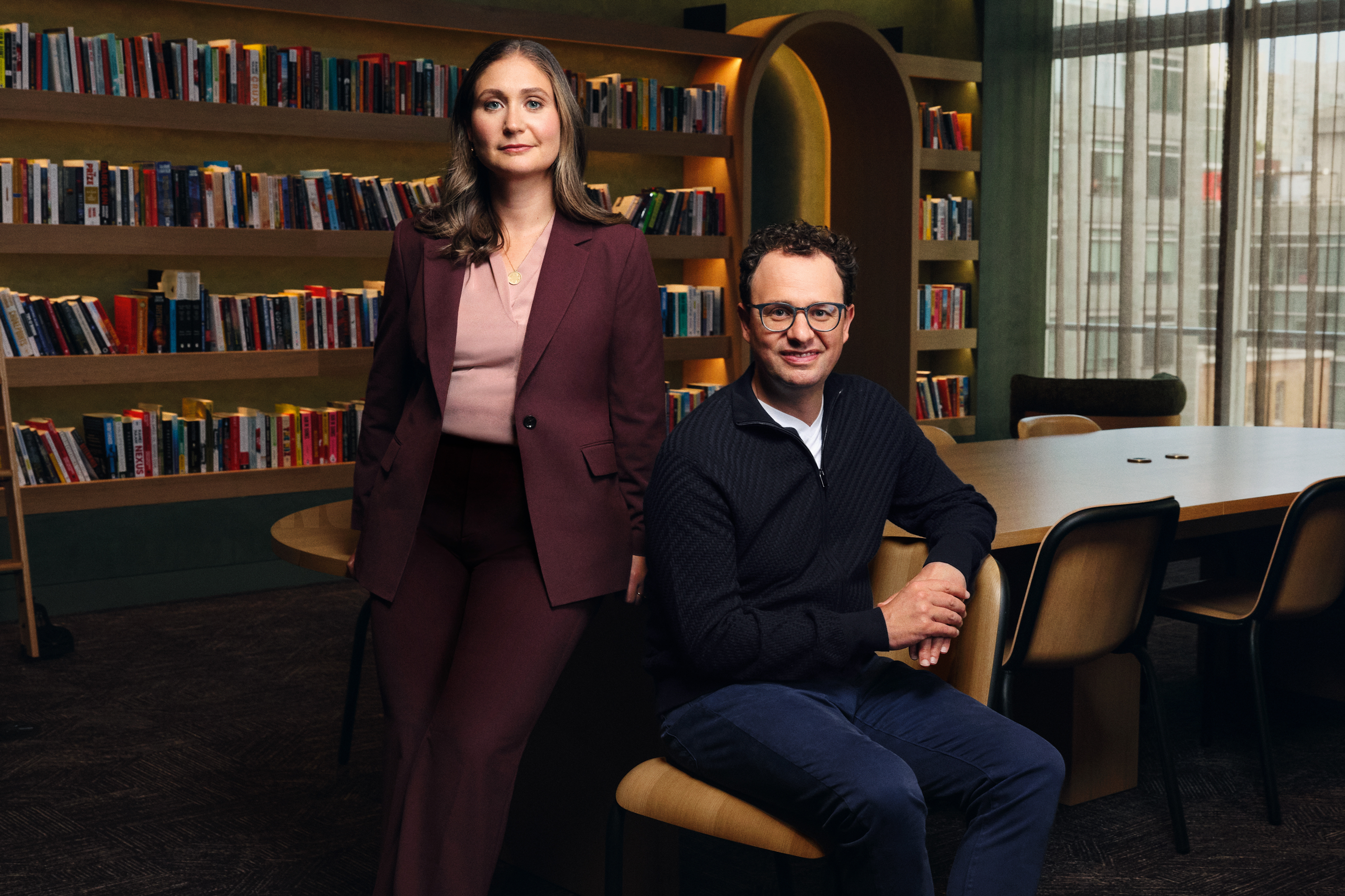 Dario Amodei (L) and Daniela Amodei (R) co-founders, CEO and president of Anthropic photographed at their SF headquarters on November 5th 2025.
