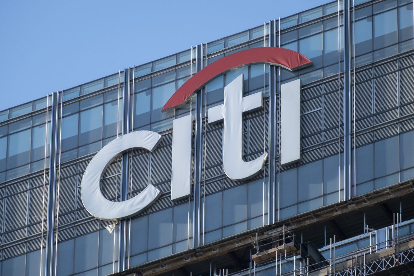 Citibank building in Canada Square at the heart of Canary Wharf financial district