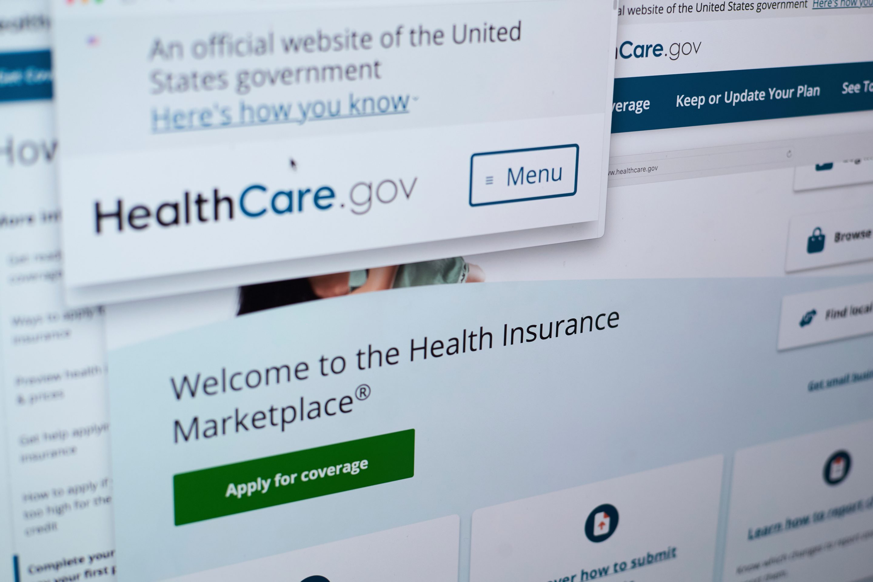 Pages from the U.S. Affordable Care Act health insurance website healthcare.gov are seen on a computer screen in New York, Aug. 19, 2025.