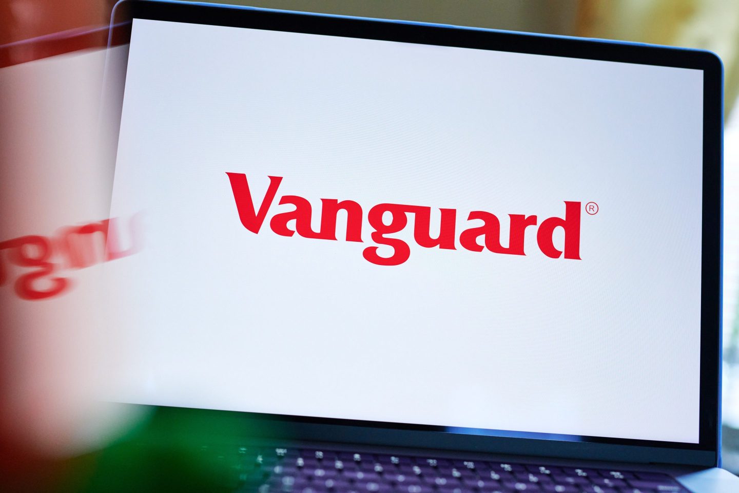 A computer screen with the Vanguard logo on it
