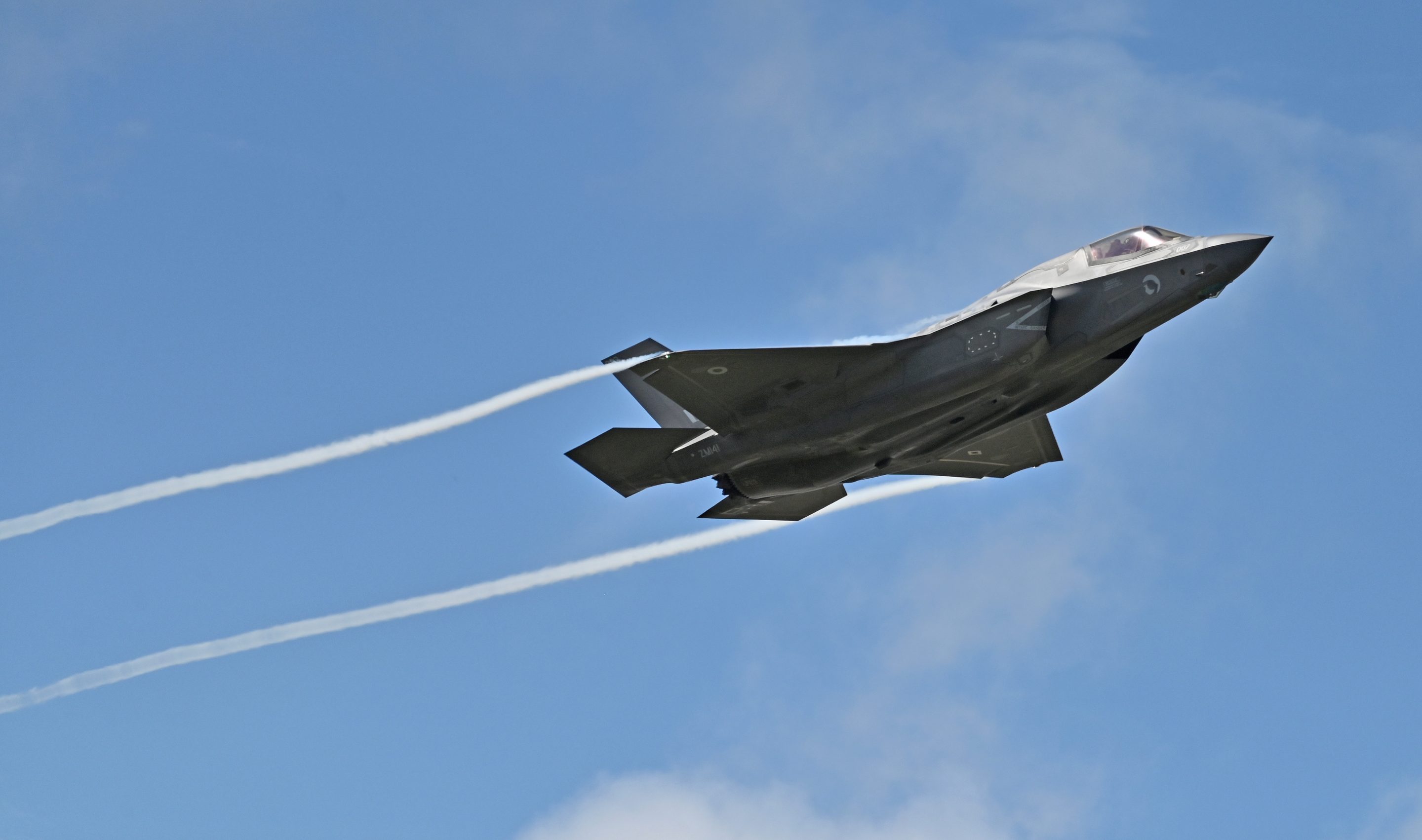 A Lockheed Martin F-35 at the Farnborough International Airshow on July 22, 2024.