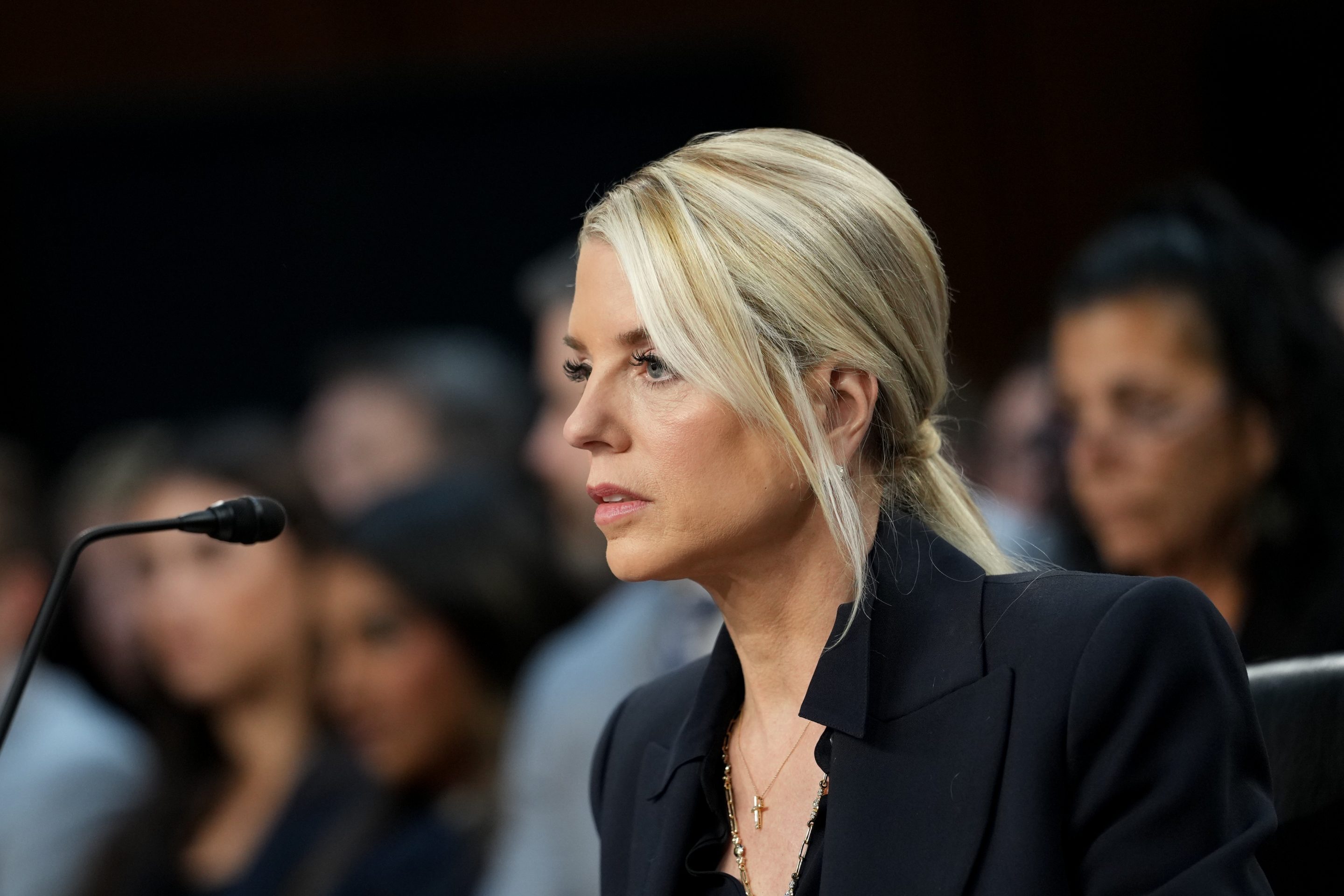 Pam Bondi, US attorney general, during a Senate Judiciary Committee hearing in Washington, DC, on Tuesday, Oct. 7, 2025.