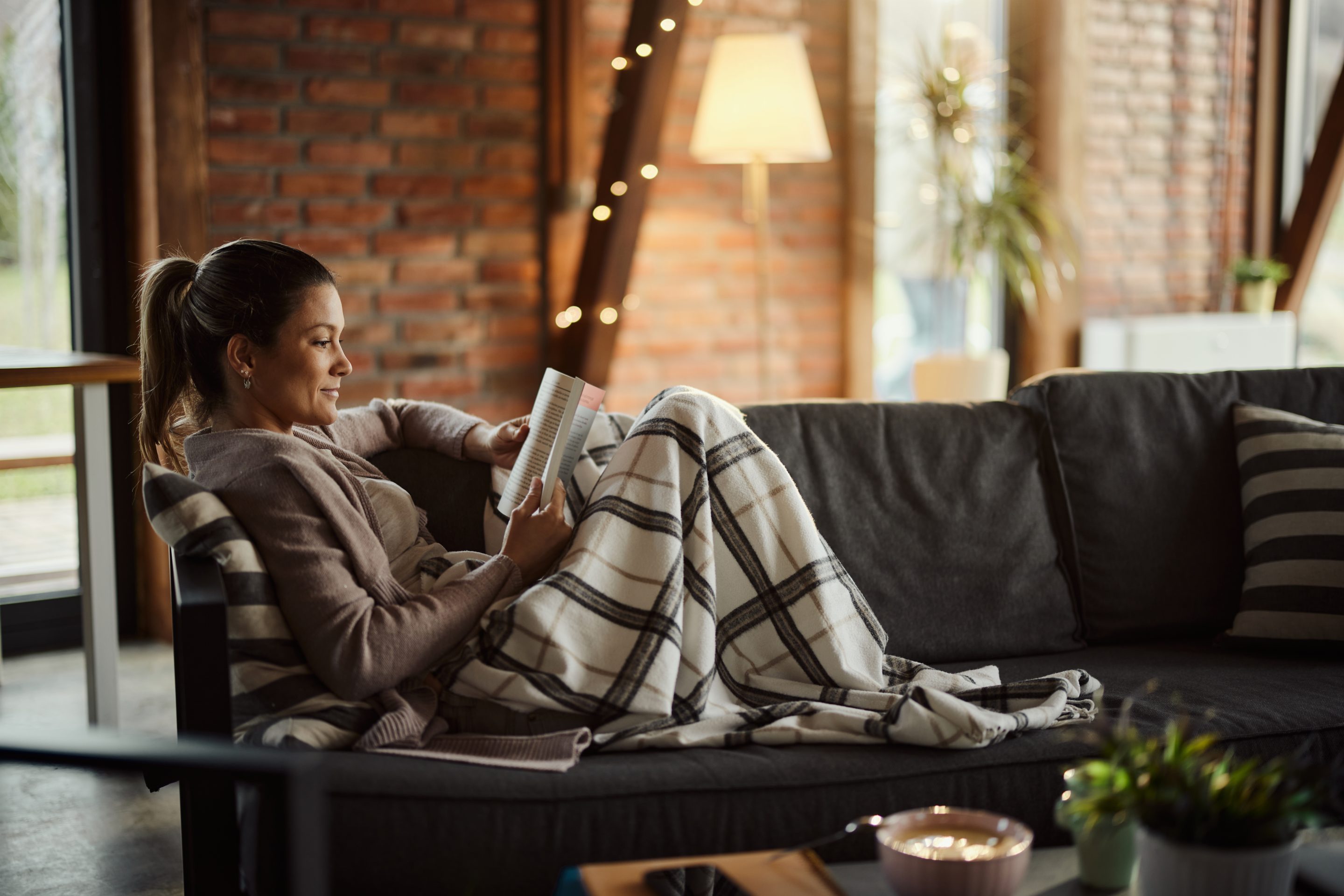 Woman reading at home