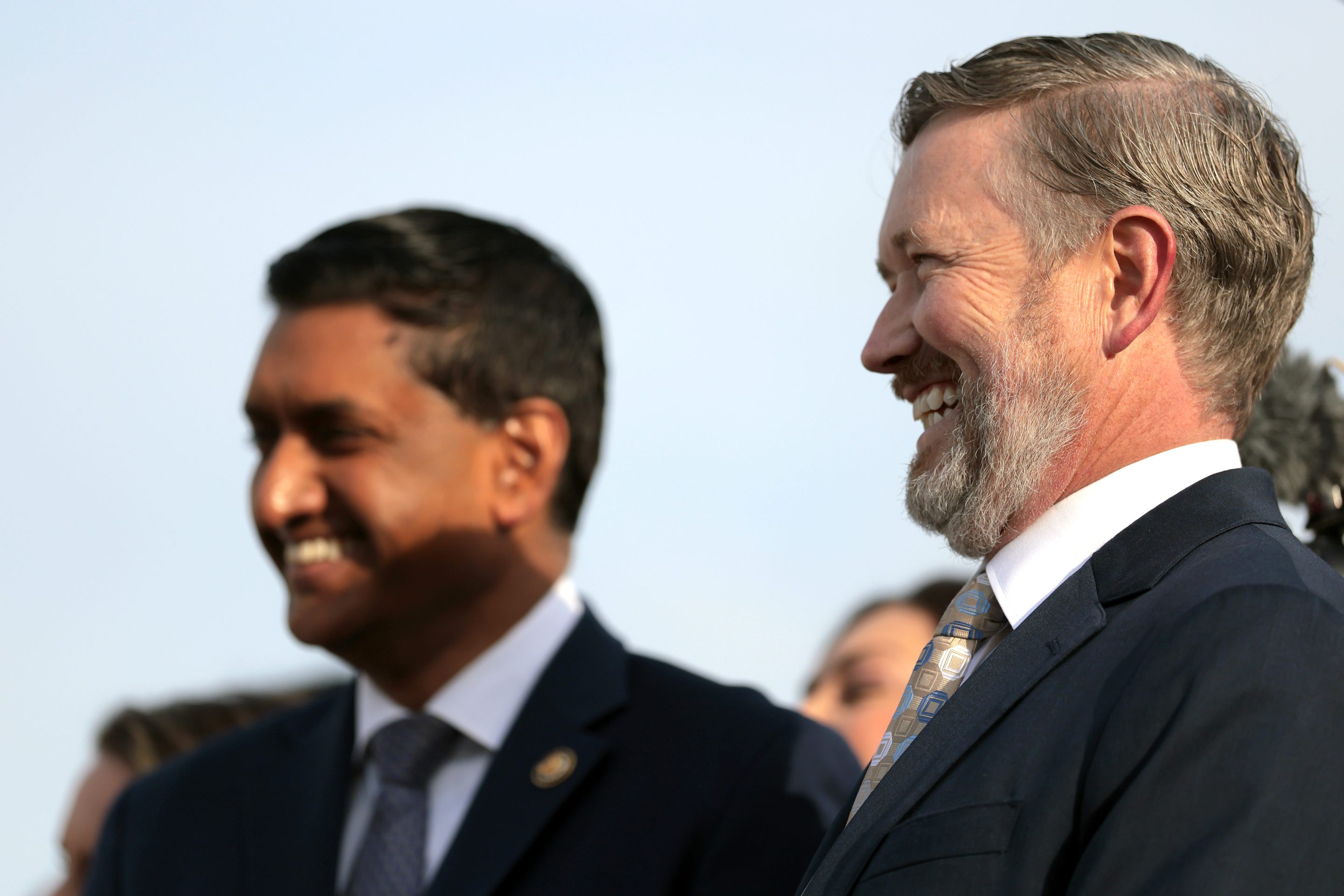 From left: Rep. Ro Khanna (D-Calif.) and Rep. Thomas Massie (R-Ky.) during a news conference on the Epstein Files Transparency Act outside the U.S. Capitol on Nov. 18, 2025.