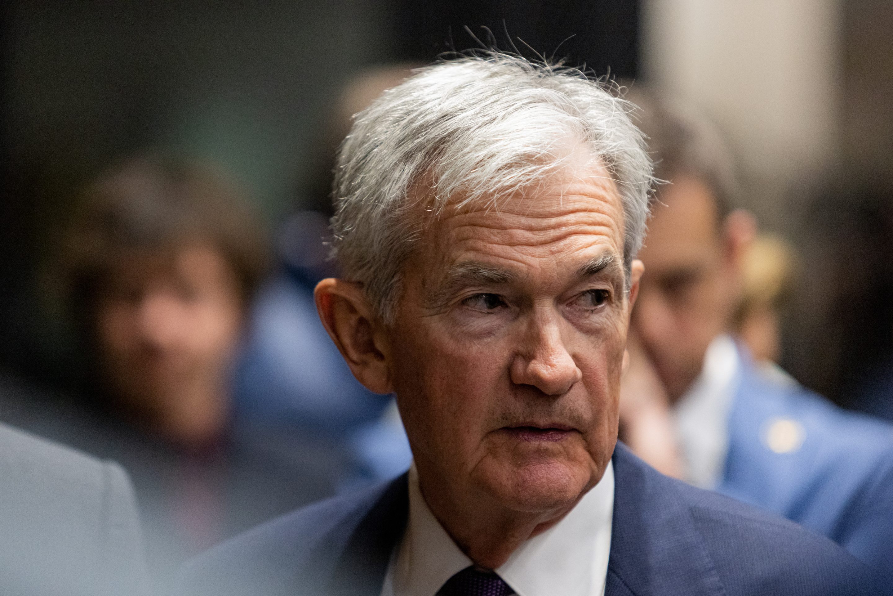 Jerome Powell, chair of the Federal Reserve, at the Hoover Institution’s George P. Shultz Memorial Lecture Series in Stanford, Calif., Dec. 1, 2025. 