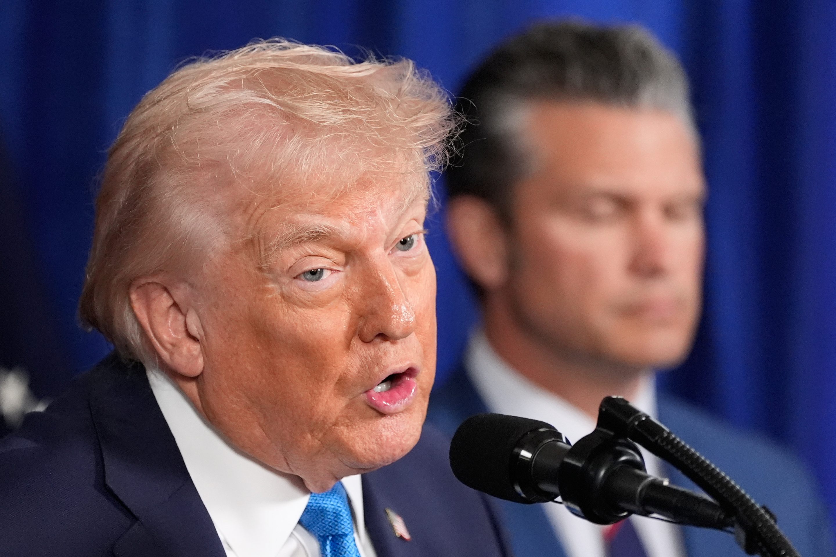 President Donald Trump speaks at his Mar-a-Lago club, Saturday, Jan. 3, 2026, in Palm Beach, Fla.