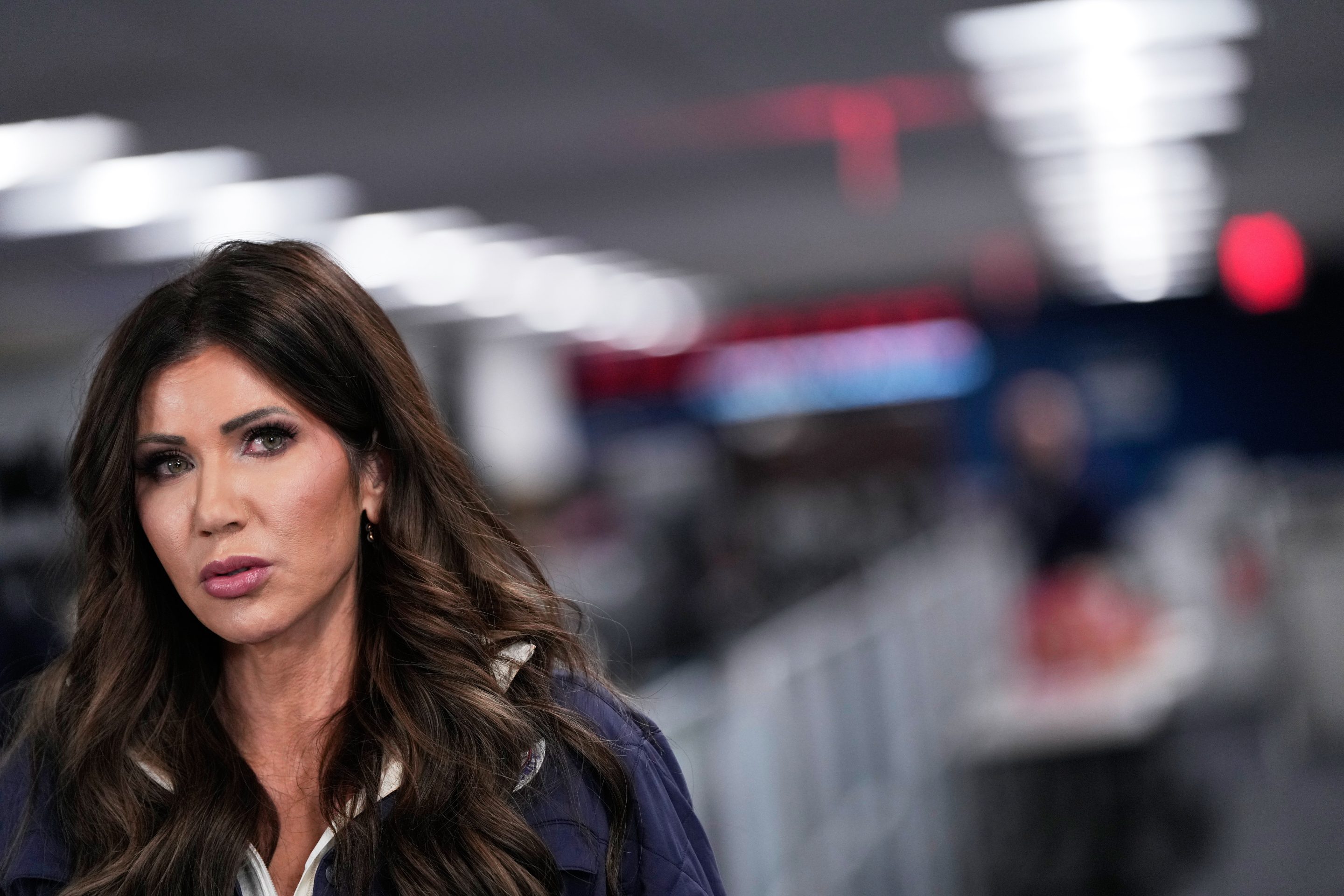 Homeland Security Secretary Kristi Noem speaks during a news conference at Federal Emergency Management Agency headquarters, Saturday, Jan. 24, 2026, in Washington.