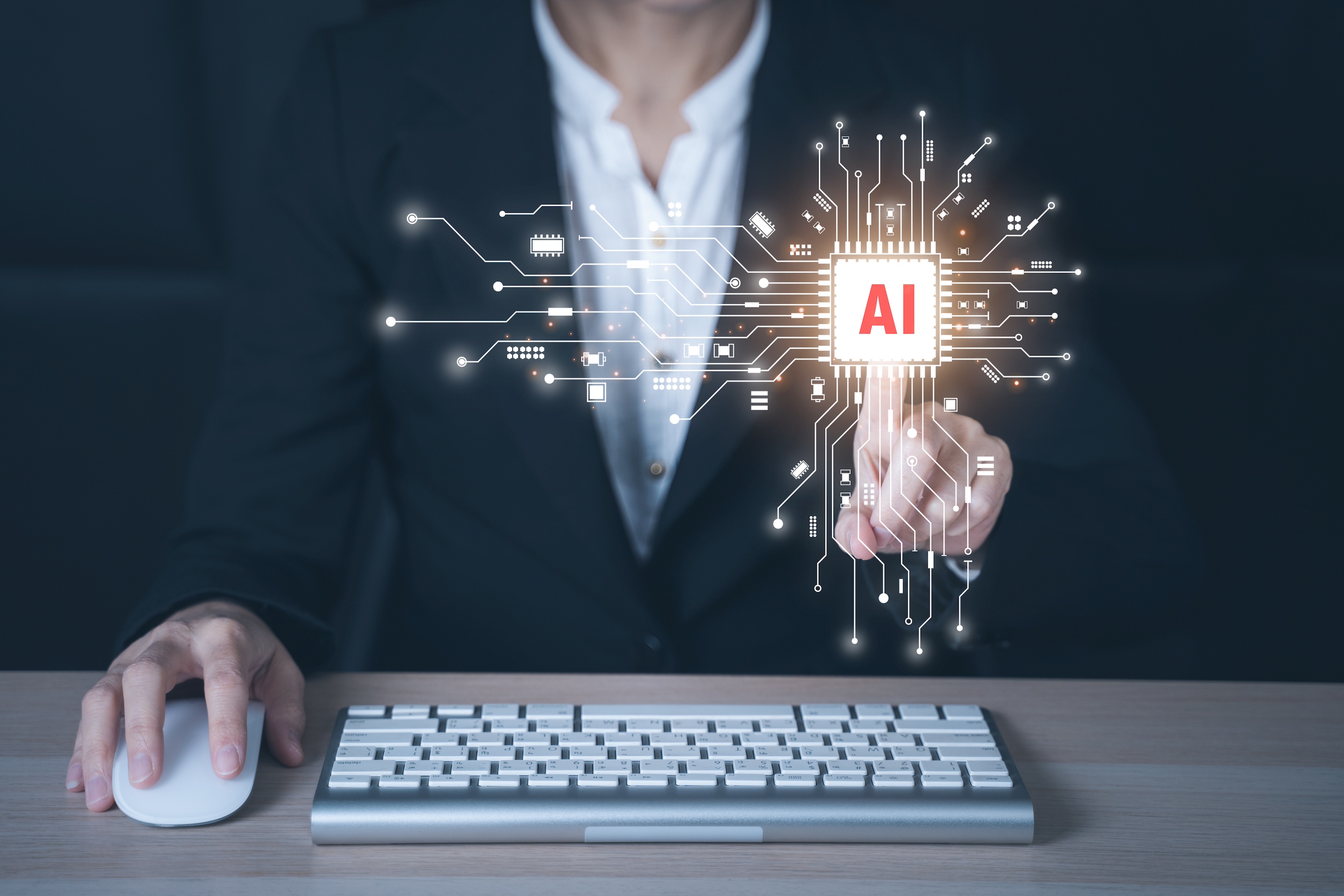 Artificial Intelligence technology and Chatbot Customer Service of Ai Concept. Futuristic technology transformation