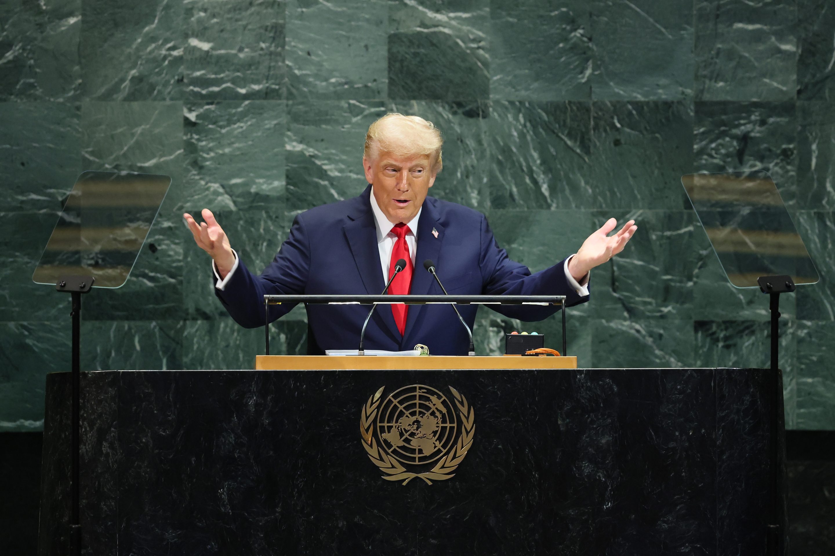 President Donald Trump speaks during the United Nations General Assembly on September 23, 2025 in New York City.