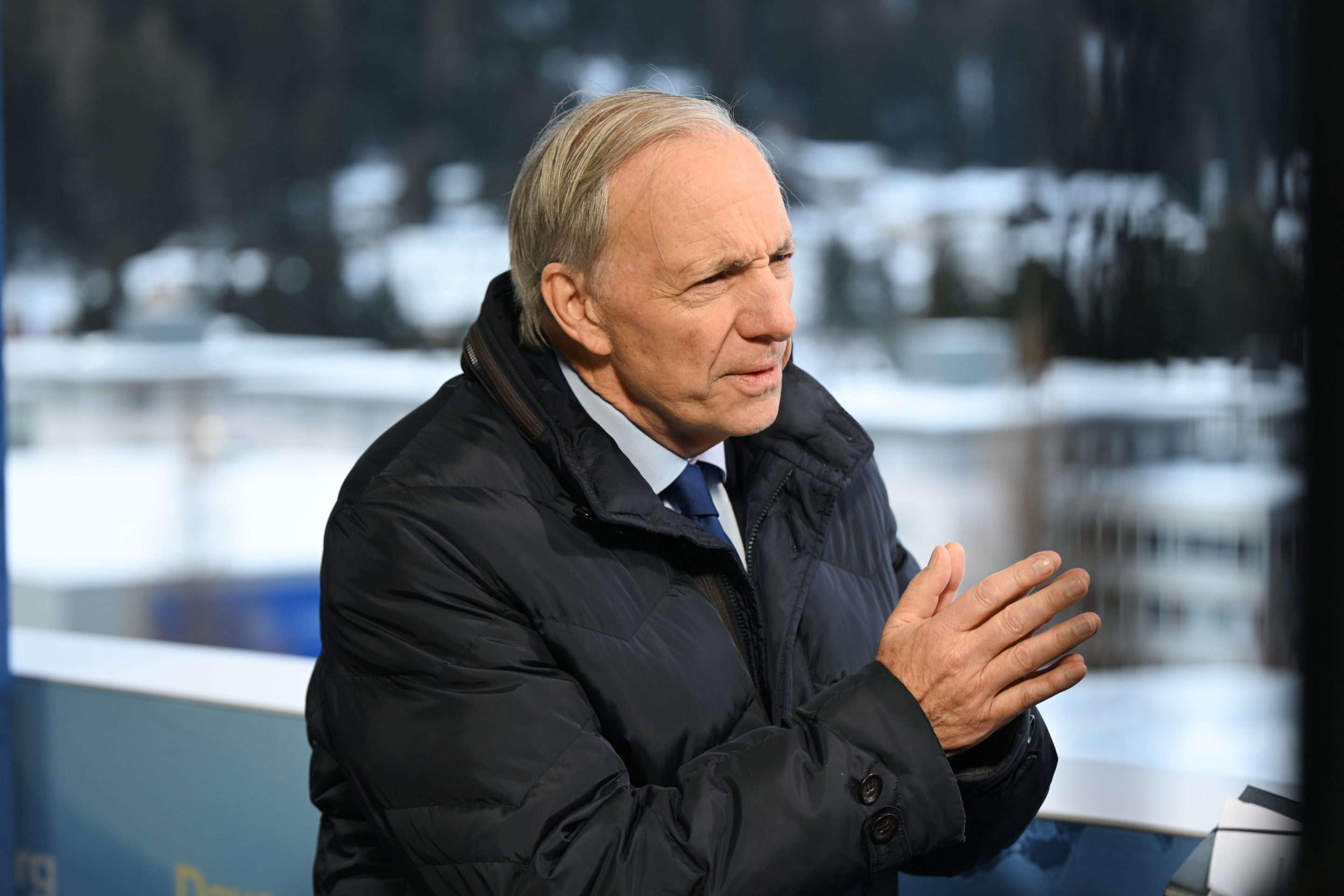 Ray Dalio, founder of Bridgewater Associates LP, during a Bloomberg Television interview during the World Economic Forum (WEF) in Davos, Switzerland, on Thursday, Jan. 22, 2026.