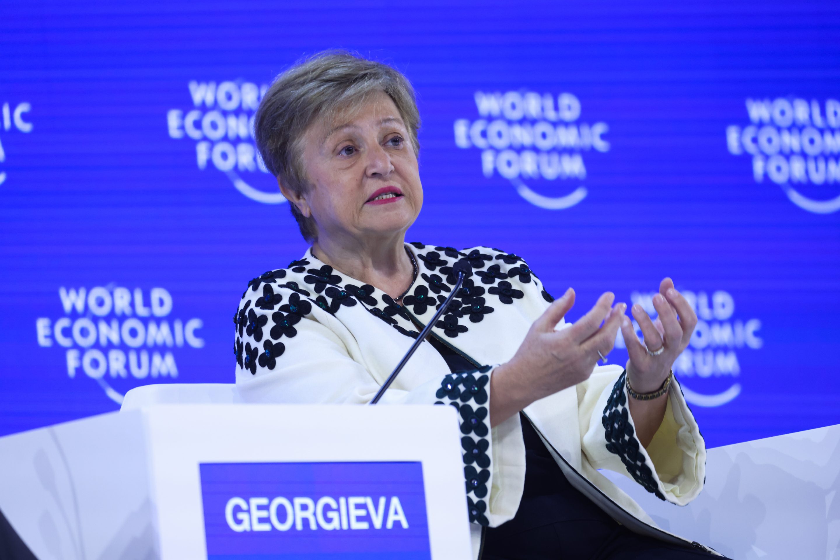 Kristalina Georgieva, the IMF’s managing director, during the World Economic Forum meeting’s closing day.