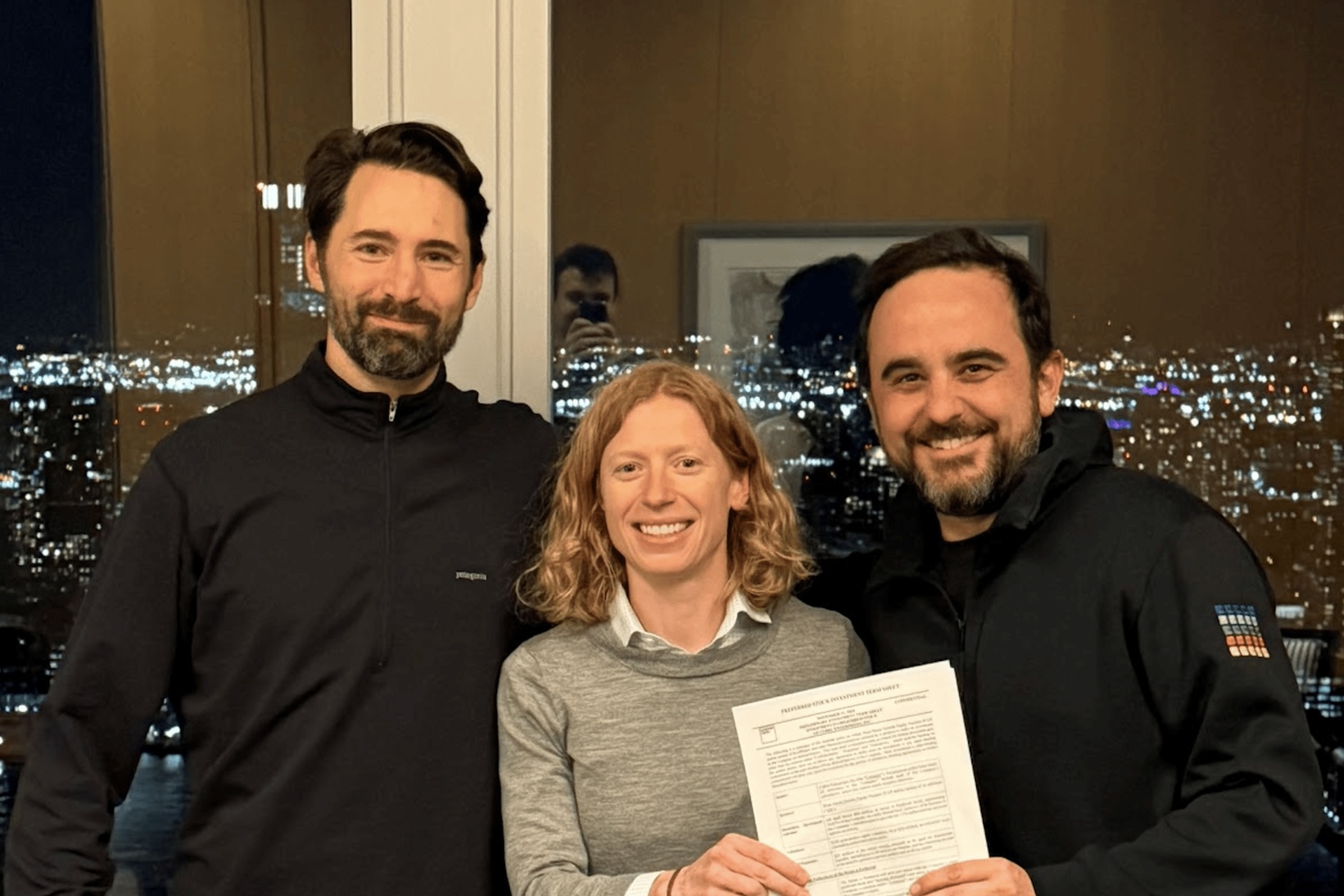 From left: Adam Fleming, Kelly Wallace of Goldman Sachs, and Matt Engfer.