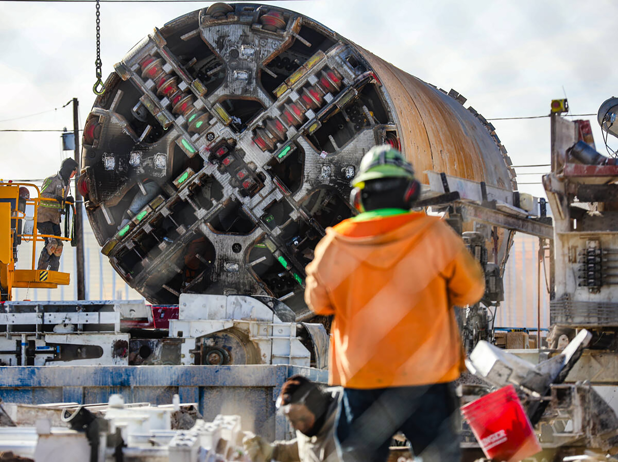 A tunneling machine on Boring Company property in Las Vegas in 2024.