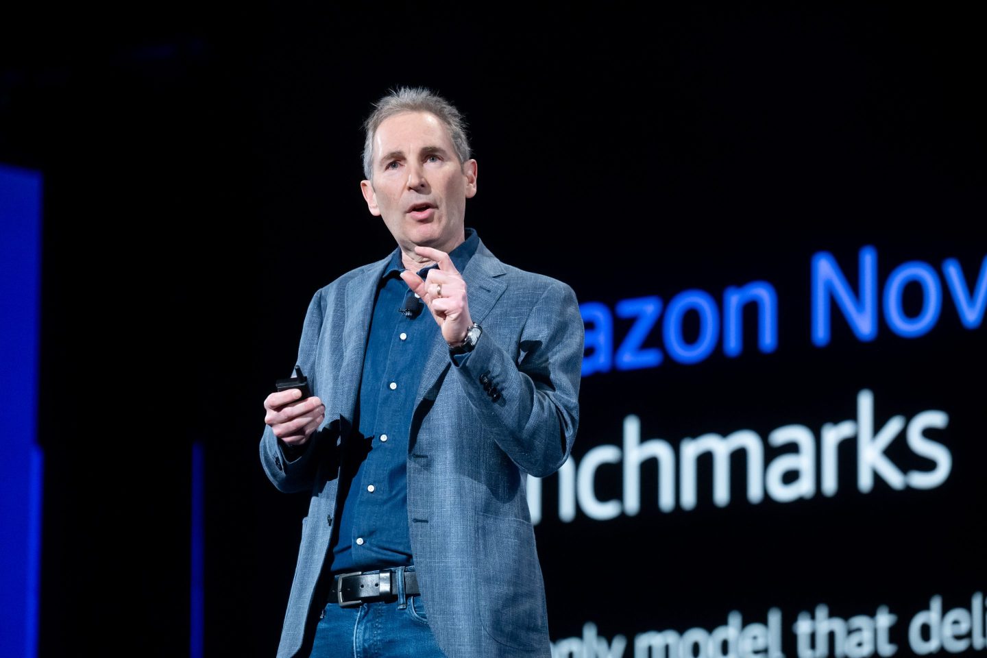 Andy Jassy speaks onstage.