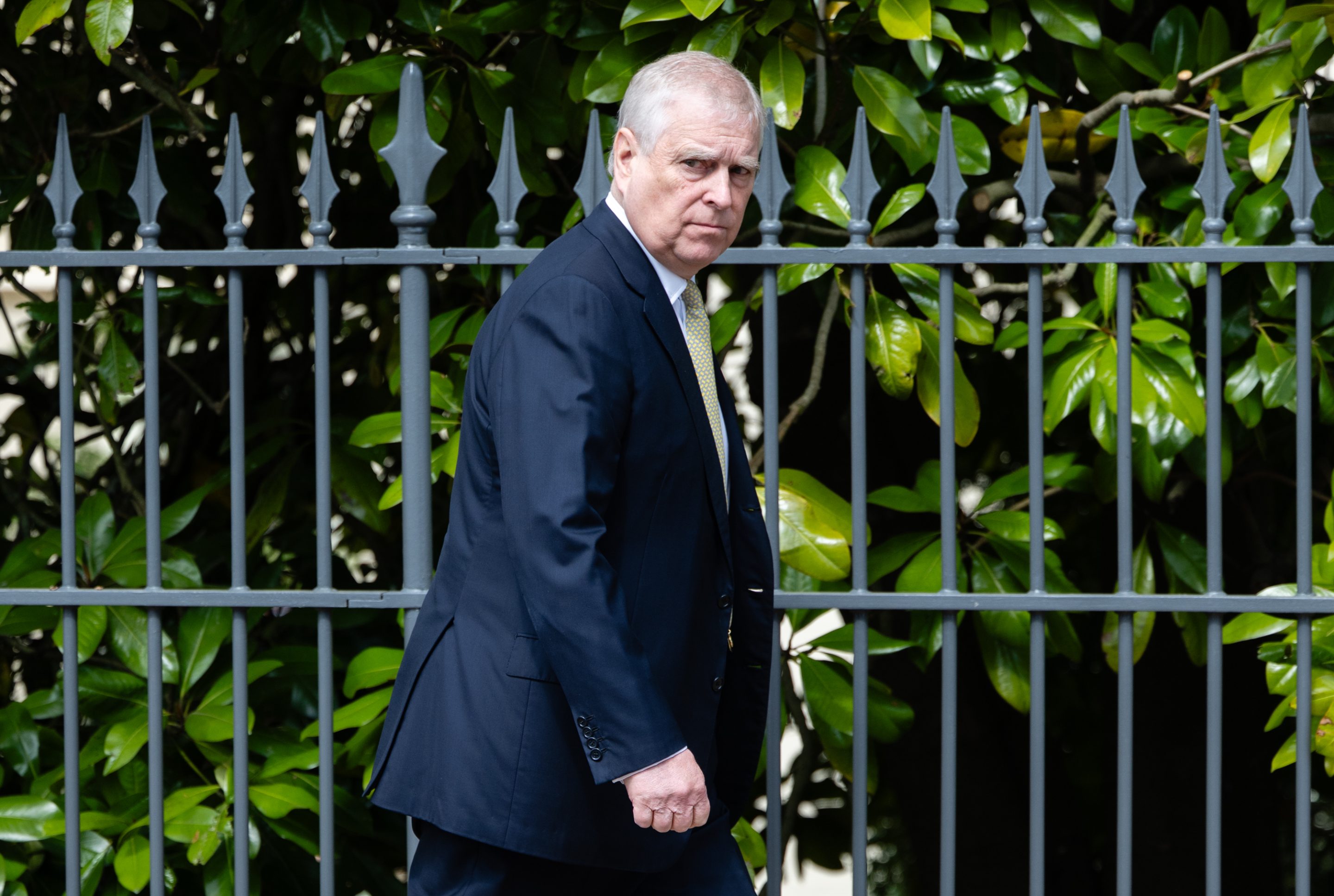 WINDSOR, ENGLAND - APRIL 20: Prince Andrew, Duke of York attends the Easter service at St George's Chapel on April 20, 2025 in Windsor, England.