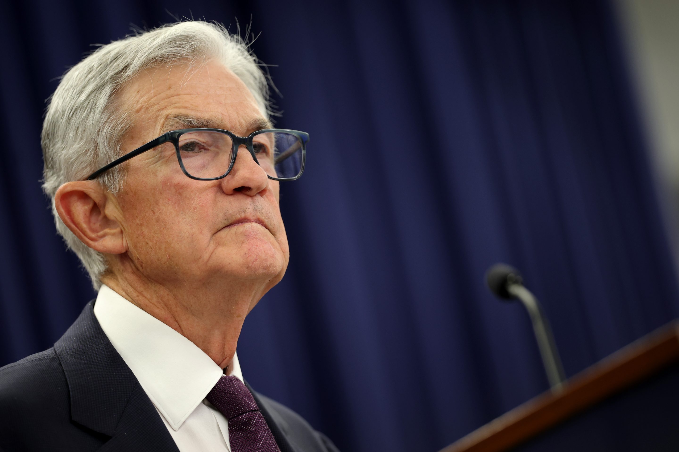 Federal Reserve Chair Jerome Powell pauses while speaking during a press conference following the Federal Open Markets Committee meeting at the Federal Reserve on January 28, 2026 in Washington, DC.