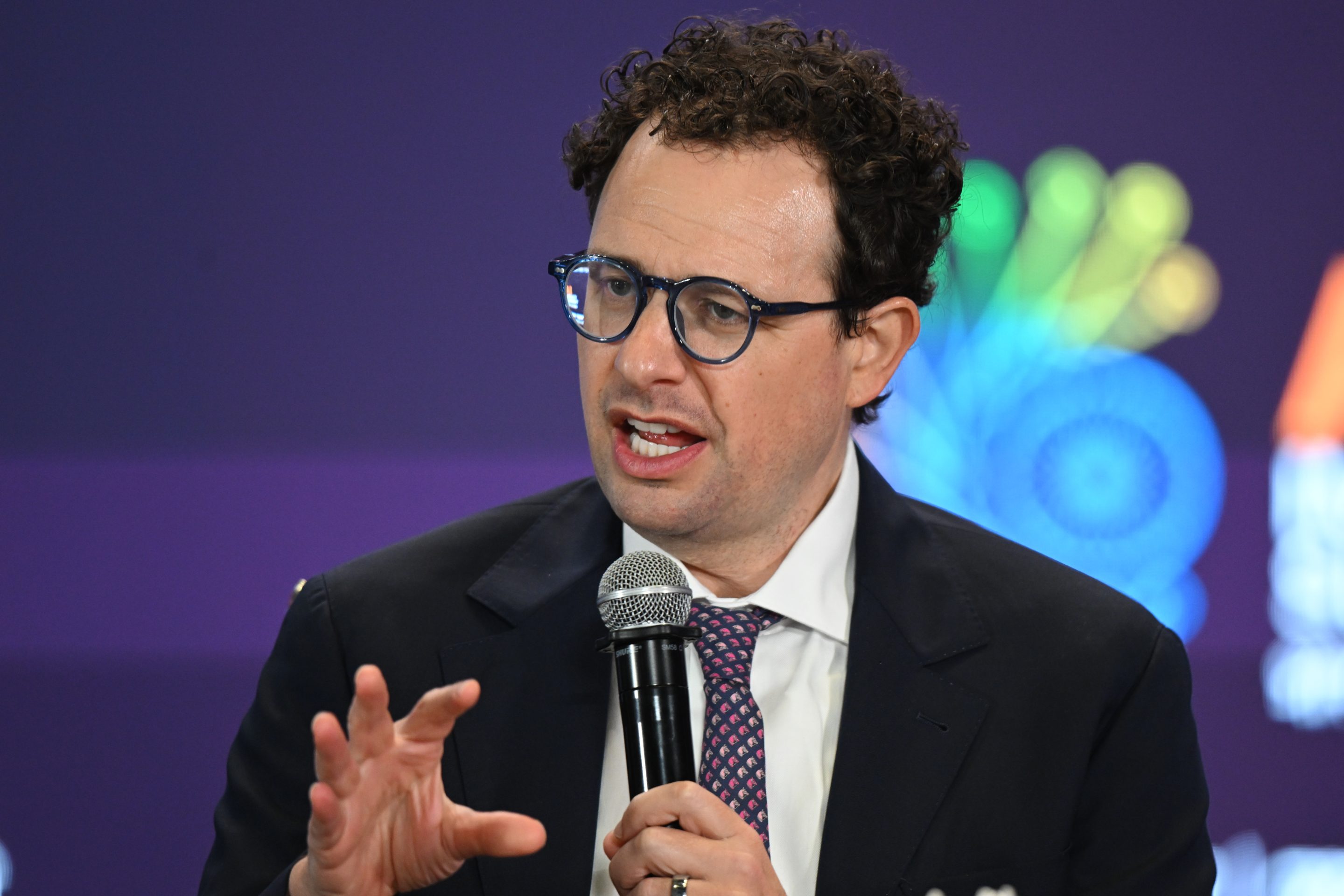 Dario Amodei, co-founder and chief executive officer of Anthropic, at the AI Impact Summit in New Delhi, India, on Thursday, Feb. 19, 2026.