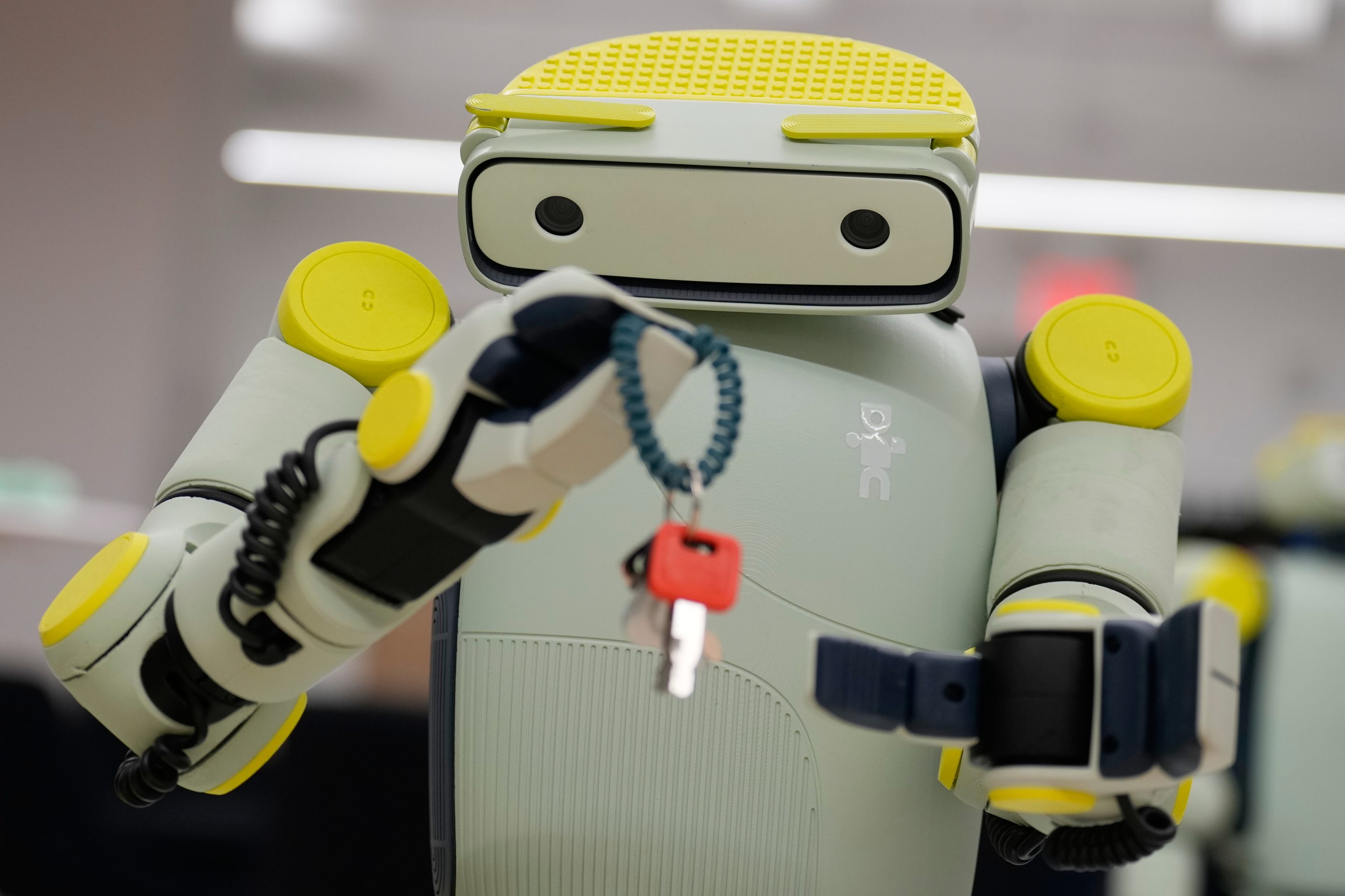 While being operated remotely, Fauna Robotics' new robot named Sprout shows off its dexterity in New York, Jan. 14, 2026. 