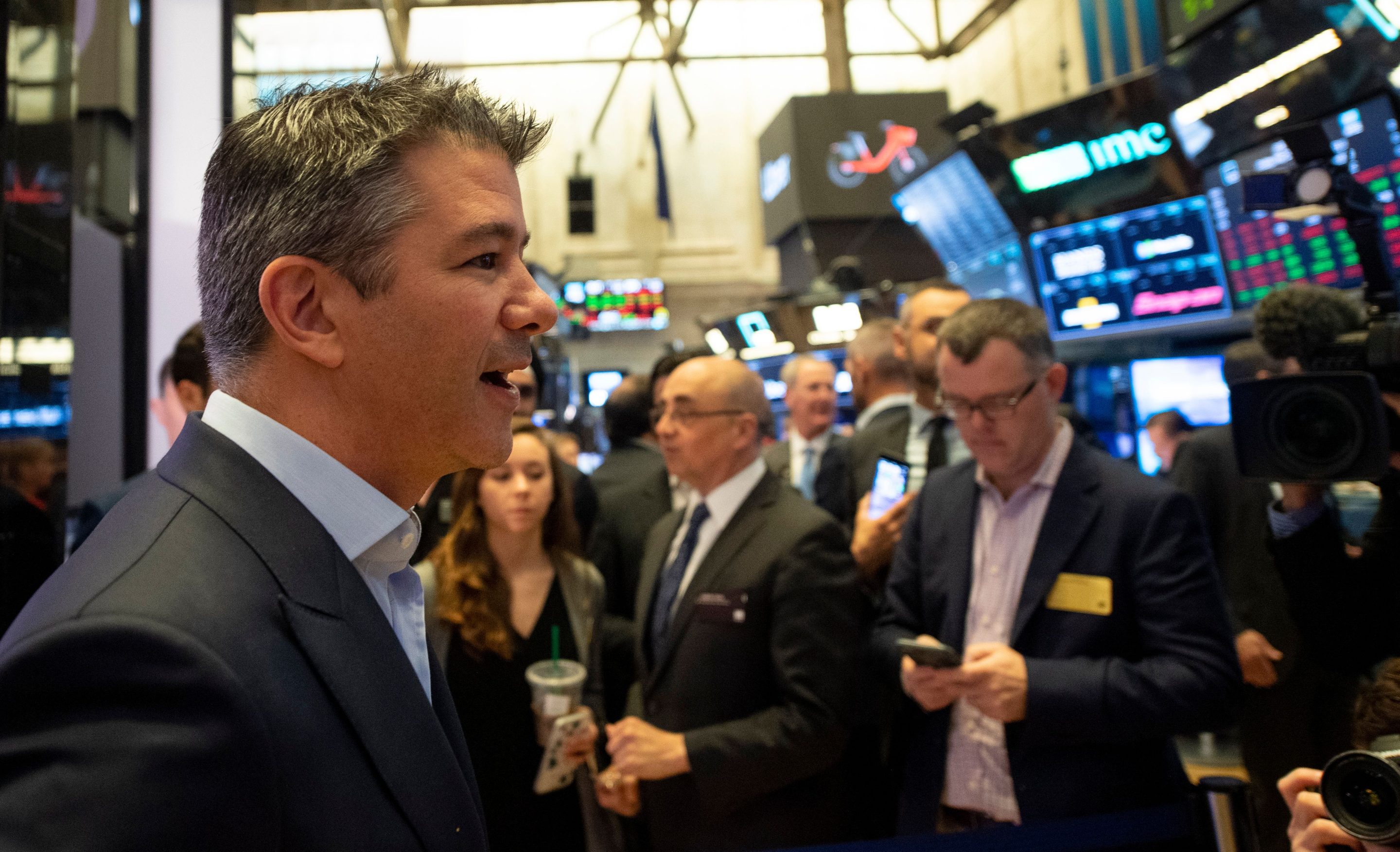 Travis Kalanick during the IPO of Uber at the New York Stock Exchange on May 10, 2019.