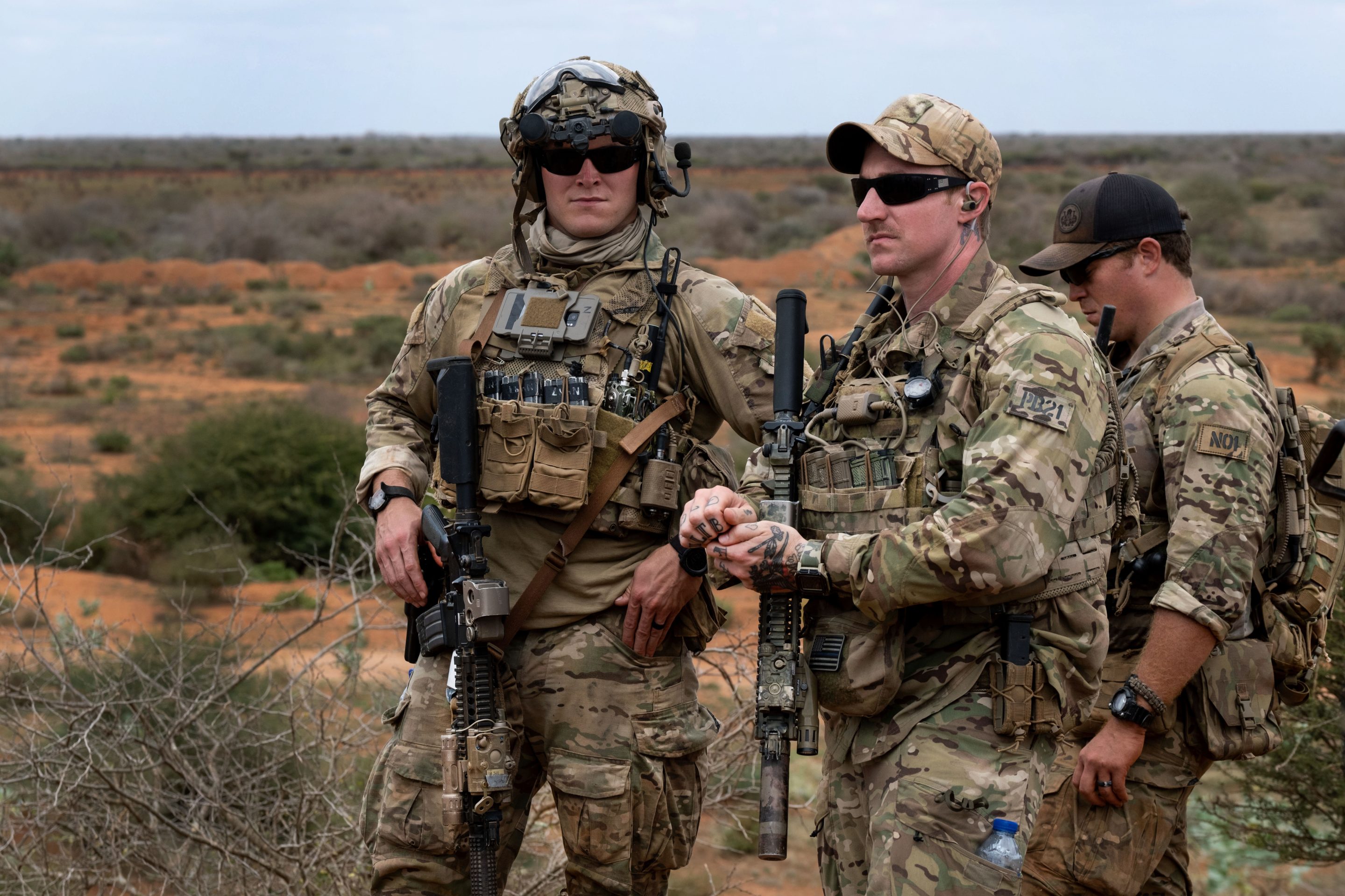 US special operations Navy Seals commandos at Baledogle airfield where they are training Soldiers of the Somali National Army commando force on August 3, 2023 