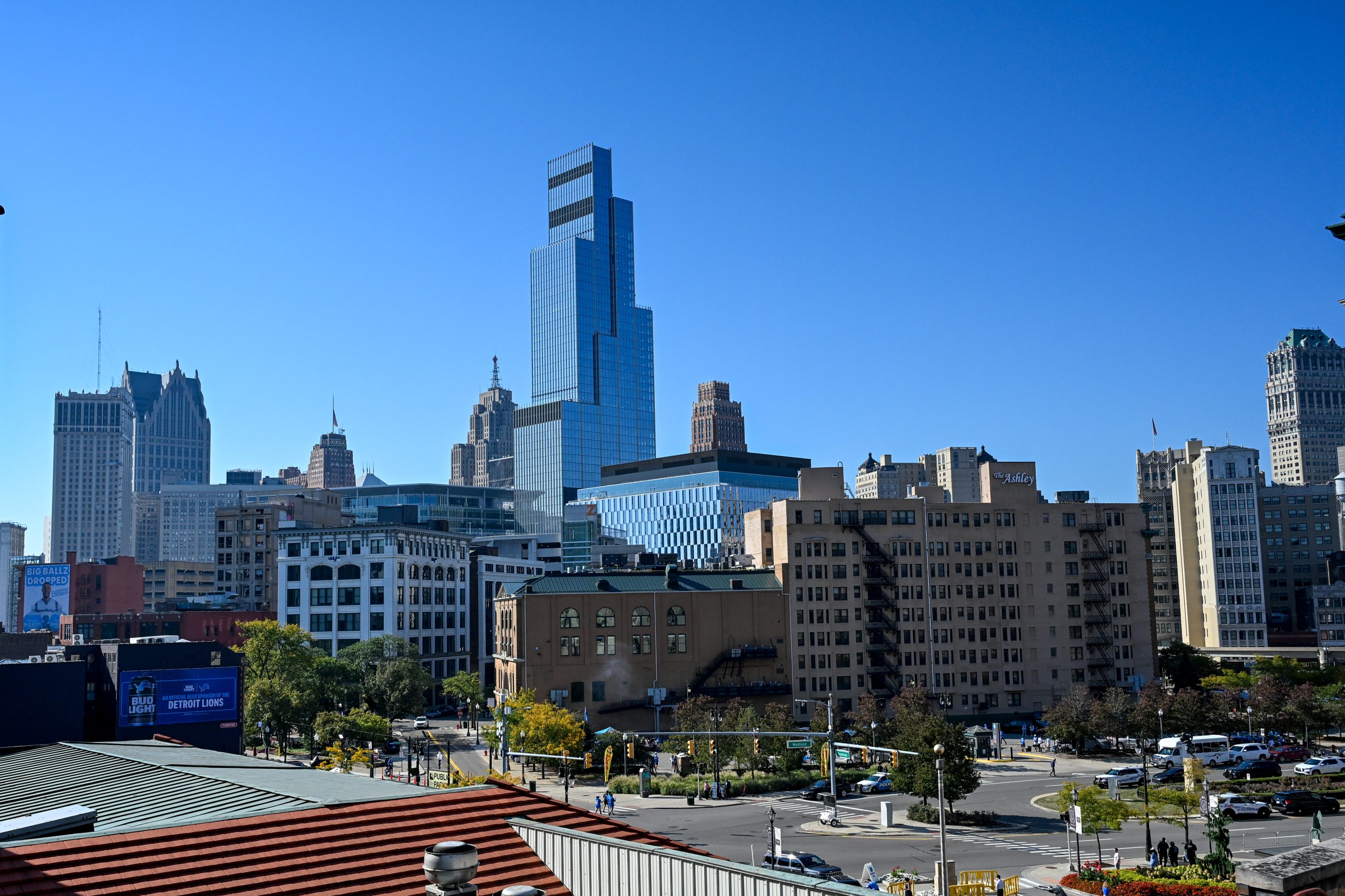 Downtown Detroit skyline on Sunday September 14, 2025 at Ford Field in Detroit, MI.