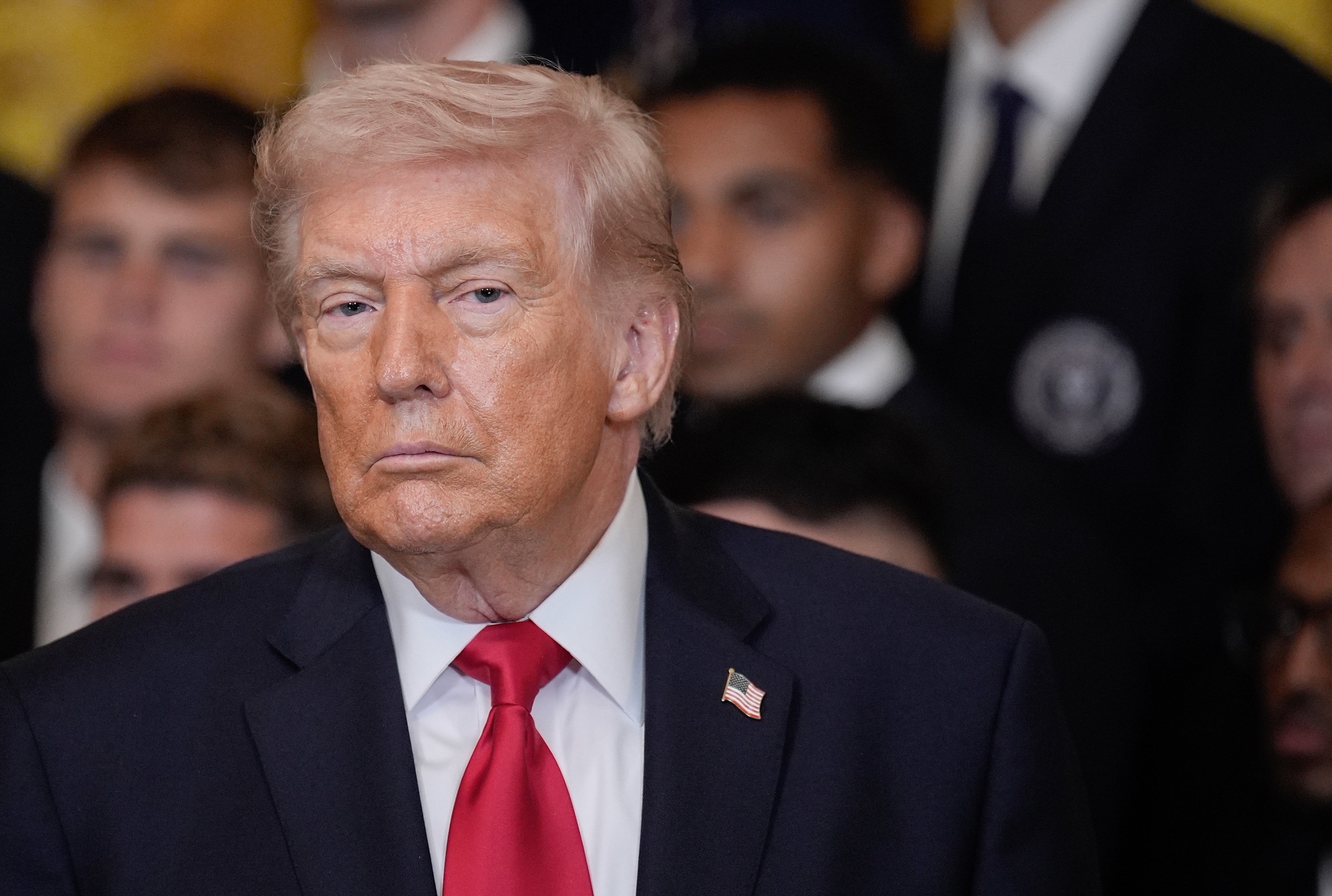 Photo: US President Donald Trump during an event with Inter Miami CF in the East Room of the White House in Washington, DC, US, on Thursday, March 5, 2026. Inter Miami CF is visiting the White House to celebrate their 2025 championship win.
