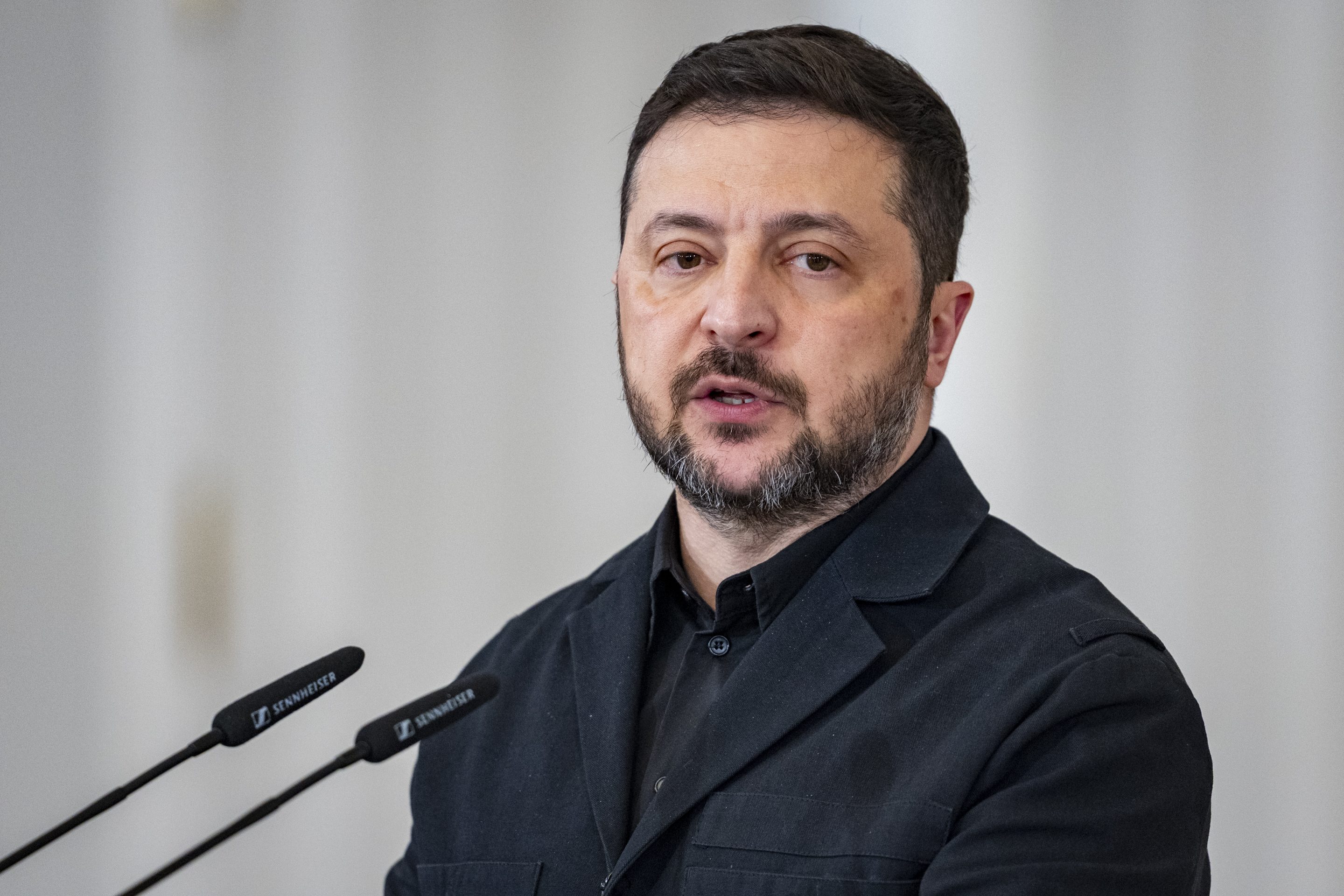 Ukrainian president Volodymyr Zelensky is seen during his official visit at the headquarters of the Spanish government in Palacio de la Moncloa on March 18, 2026. 