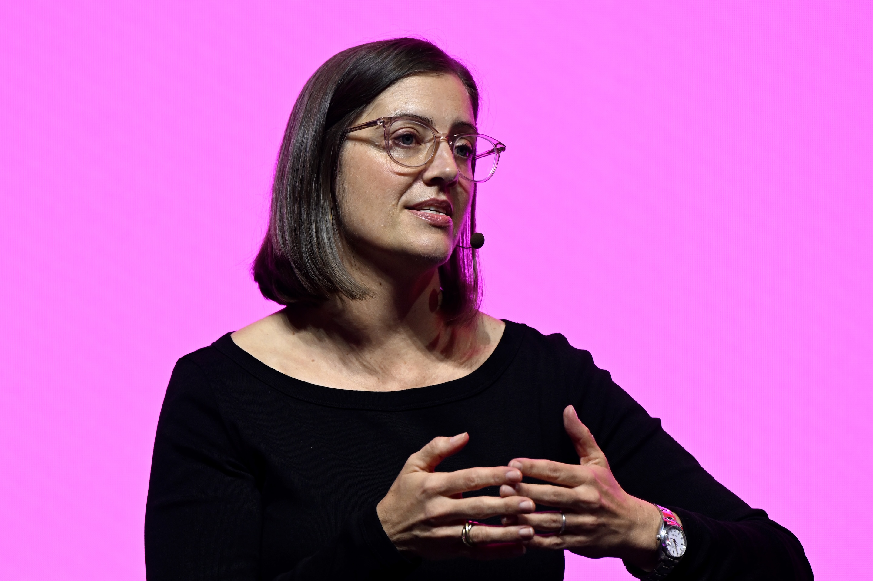 Jackie Jantos speaks onstage during a "Conquering the Loneliness Epidemic" panel discussion at SXSW London in June 2025.