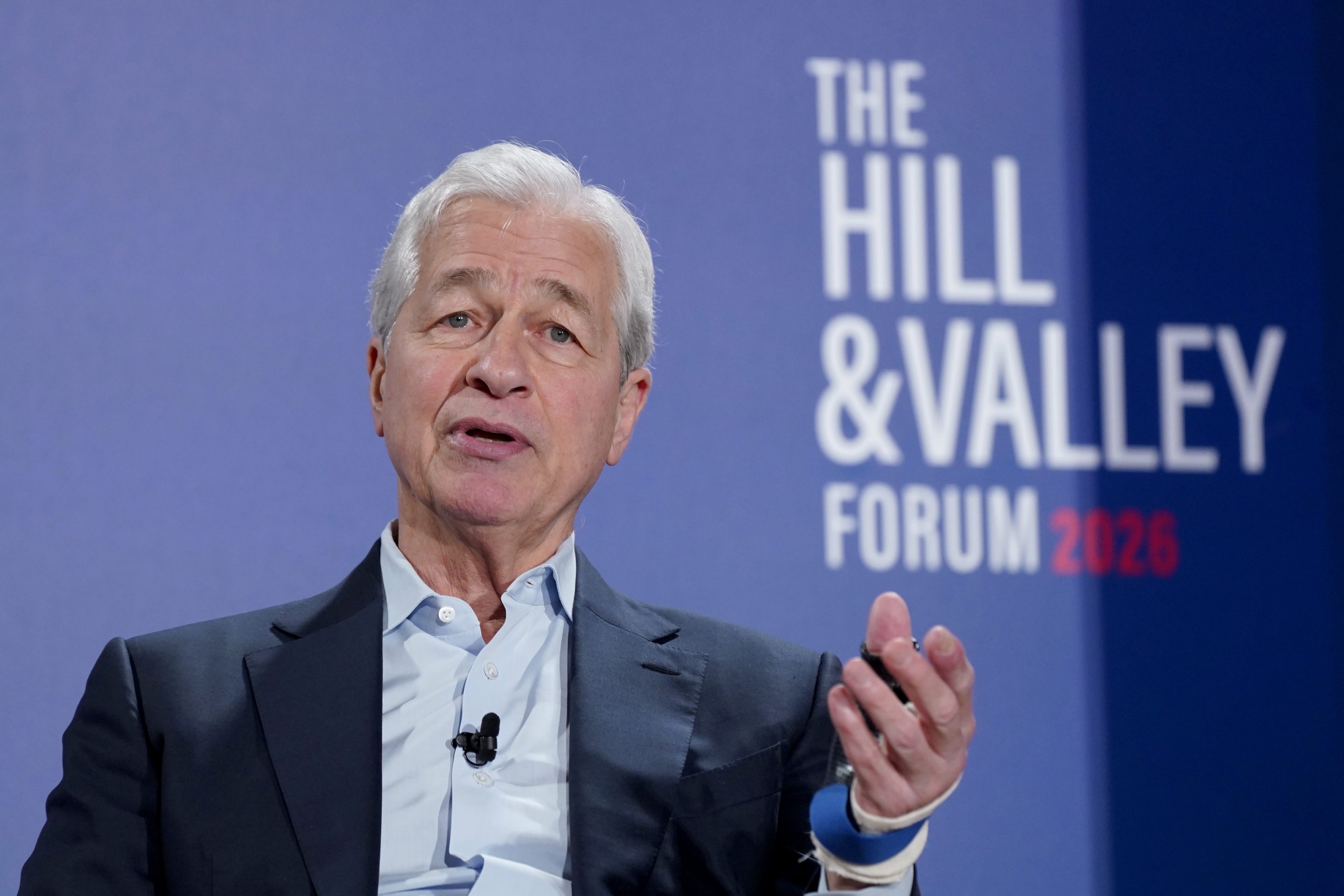 Jamie Dimon participates in the Wealth, Power, and the Next American Century panel during The Hill & Valley Forum 2026 at Andrew W. Mellon Auditorium on March 24, 2026 in Washington, DC.