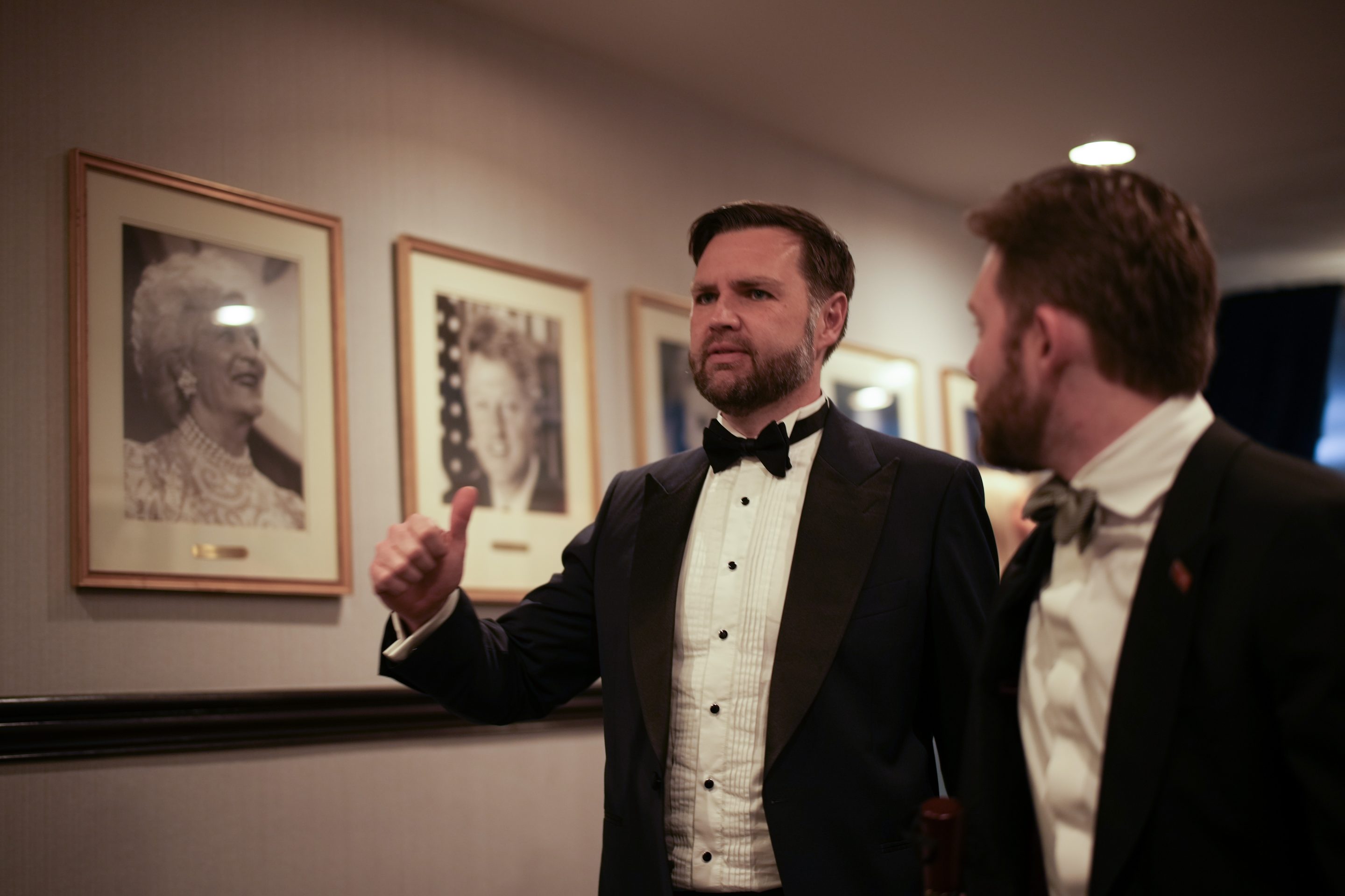 Vice President JD Vance is escorted after an incident at the annual White House Correspondents Association Dinner April 25, 2026 in Washington, DC.