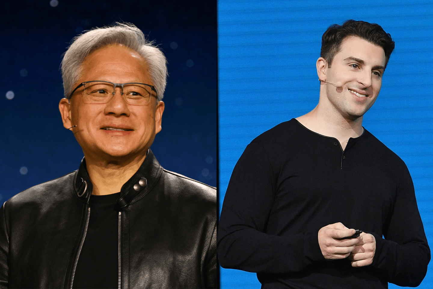 Nvidia CEO Jensen Huang (Left) and Airbnb CEO Brian Chesky (Right)