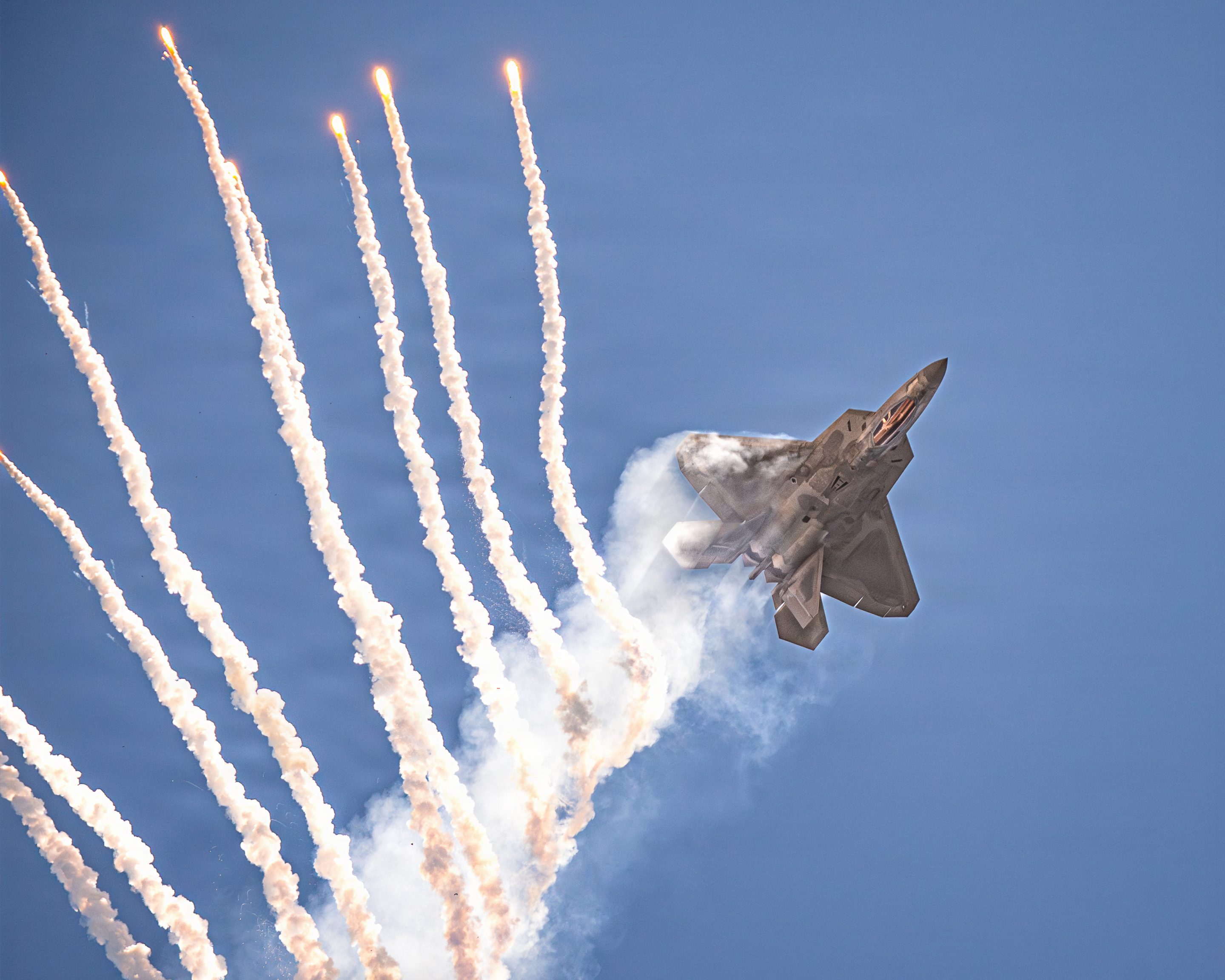 The F-22 Raptor performs an aerial demonstration at Air Dot Show Tour Fort Lauderdale, Florida, on May 9, 2026. 