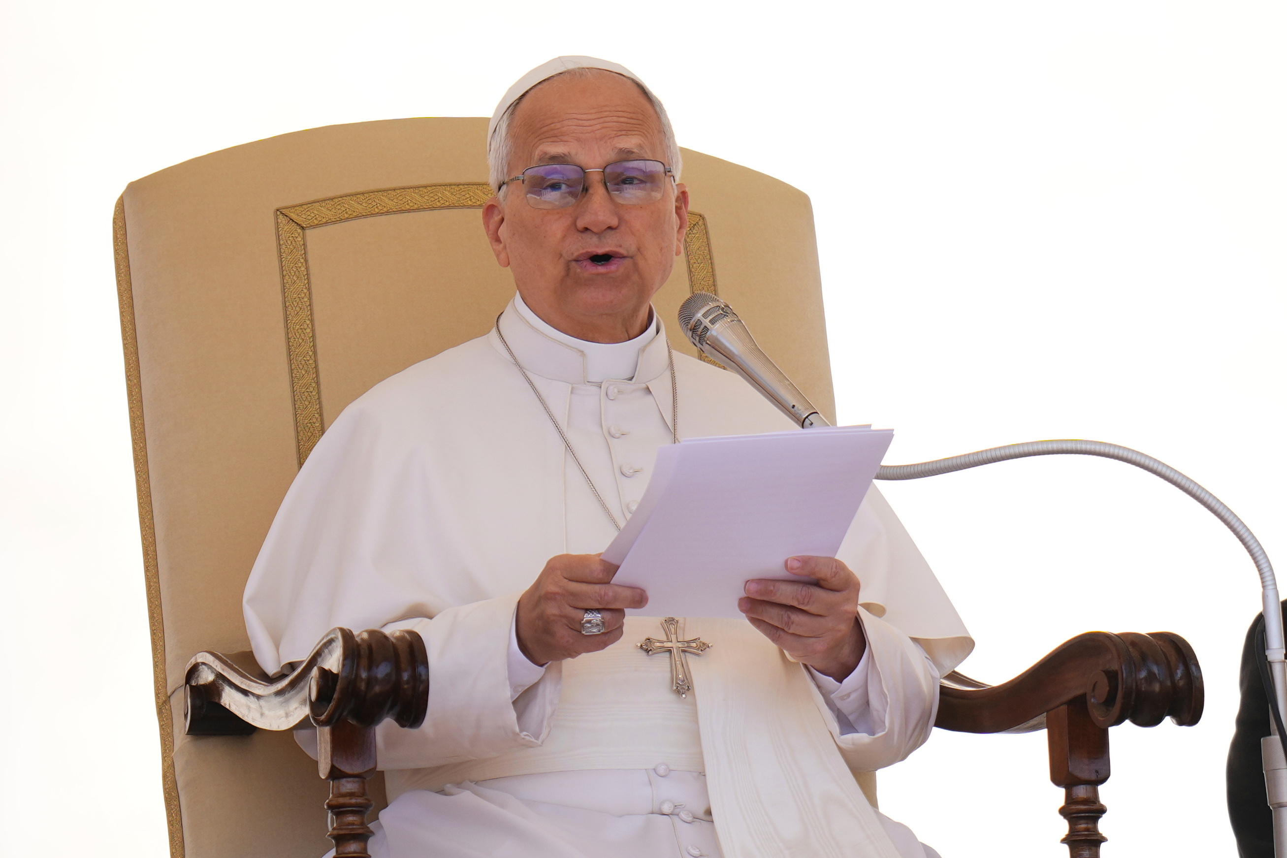 Pope Leo XIV holds his weekly general audience in St. Peter's Square at The Vatican, Wednesday, Wednesday, April 29, 2026.