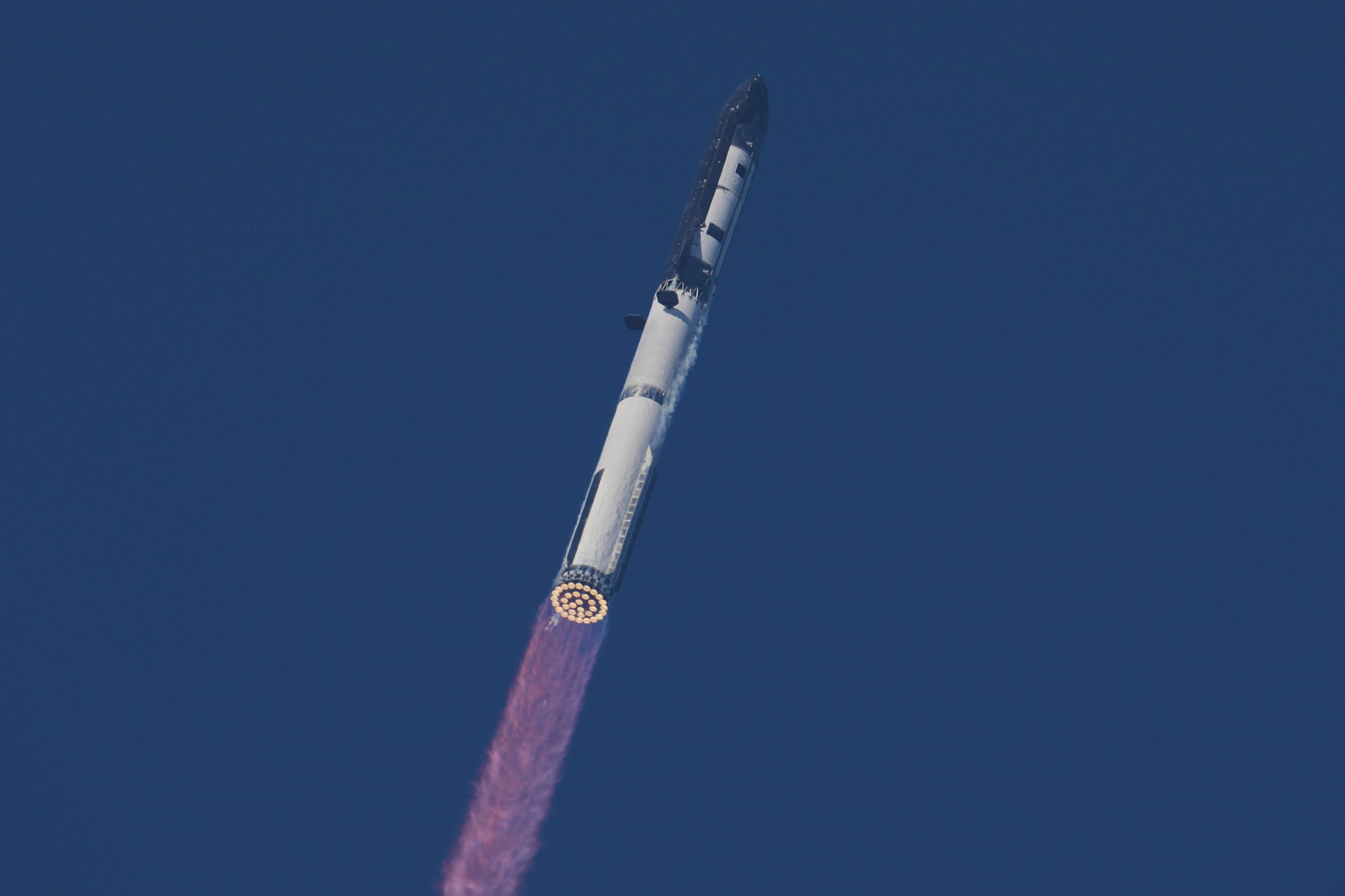 SpaceX's mega rocket Starship makes a test flight from Starbase, Texas, Friday, May 22, 2026.