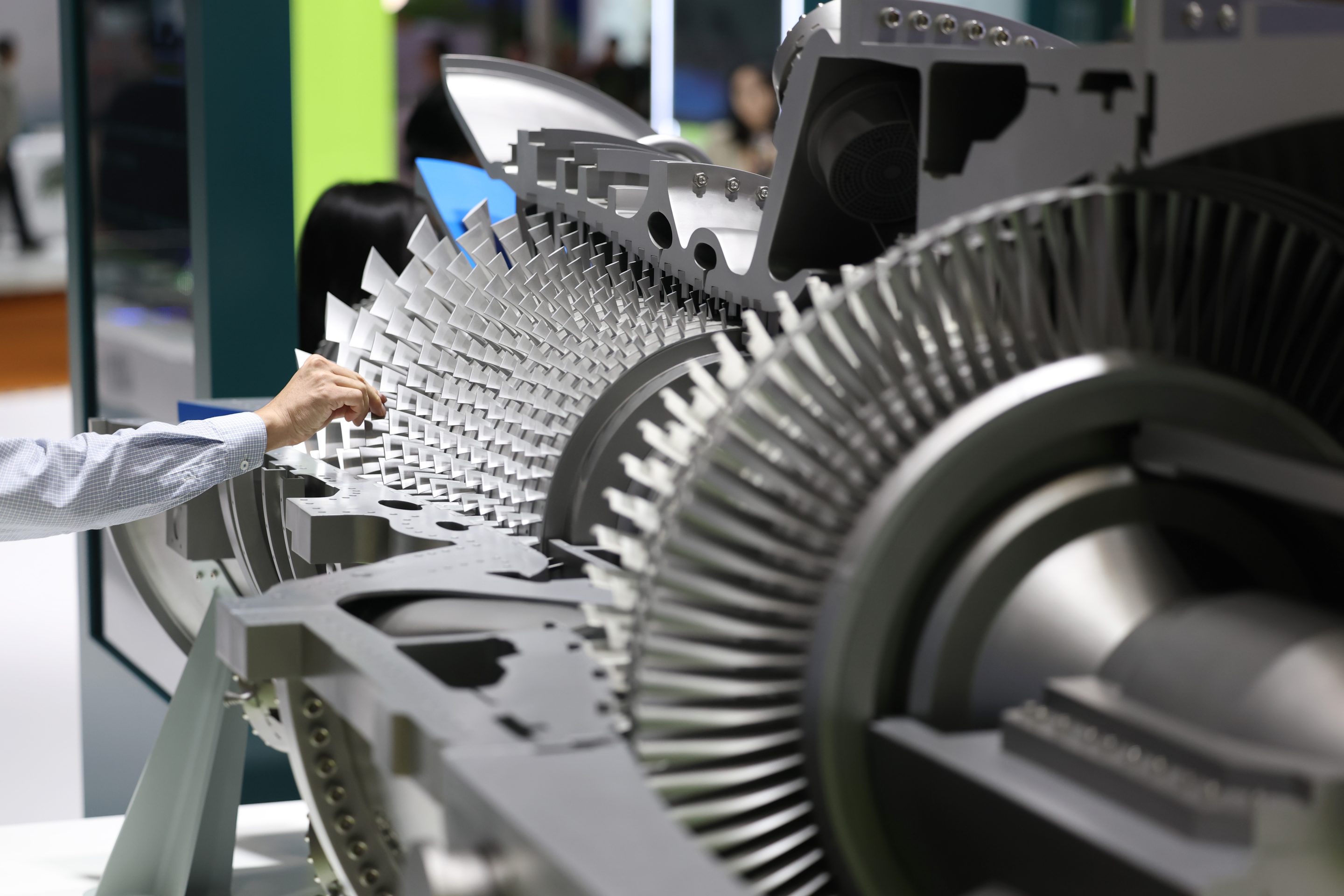 GE Vernova's 9HA gas turbine model is on display during the 7th China International Import Expo (CIIE) at the National Exhibition and Convention Center on November 8, 2024 in Shanghai, China.