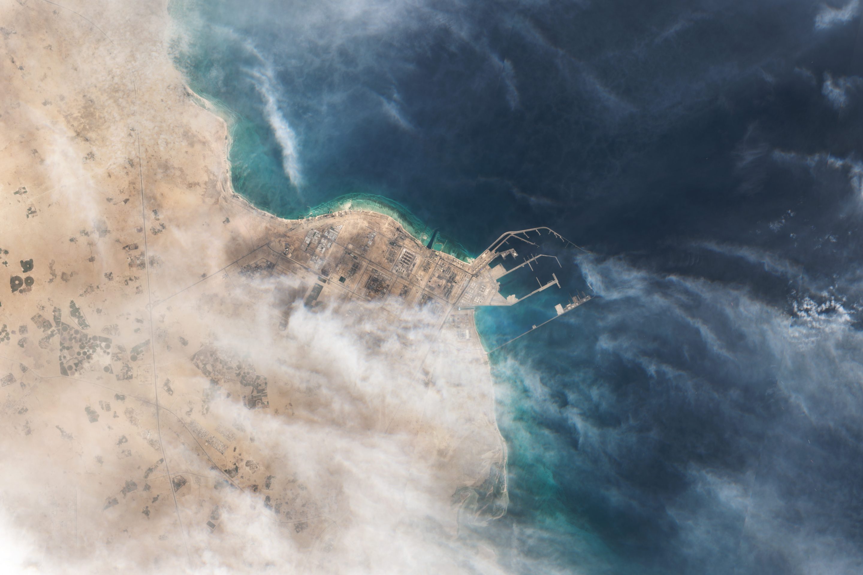 Ras Laffan Industrial City in Qatar on March 19, 2026, after Iranian missile strikes targeted the world’s largest LNG export hub.