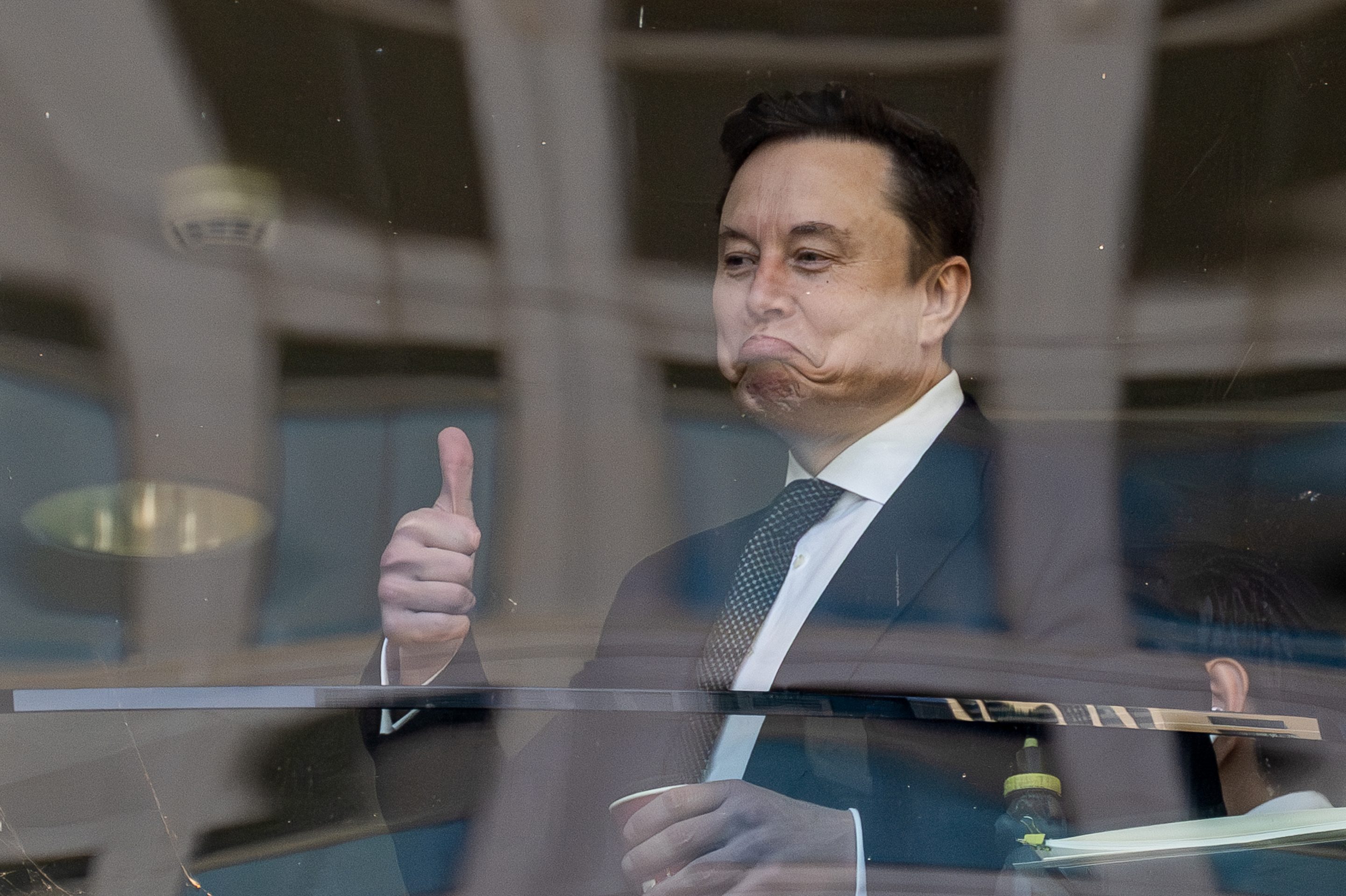 Elon Musk, chief executive officer of Tesla, inside the federal court in Oakland, Calif., on April 29, 2026.