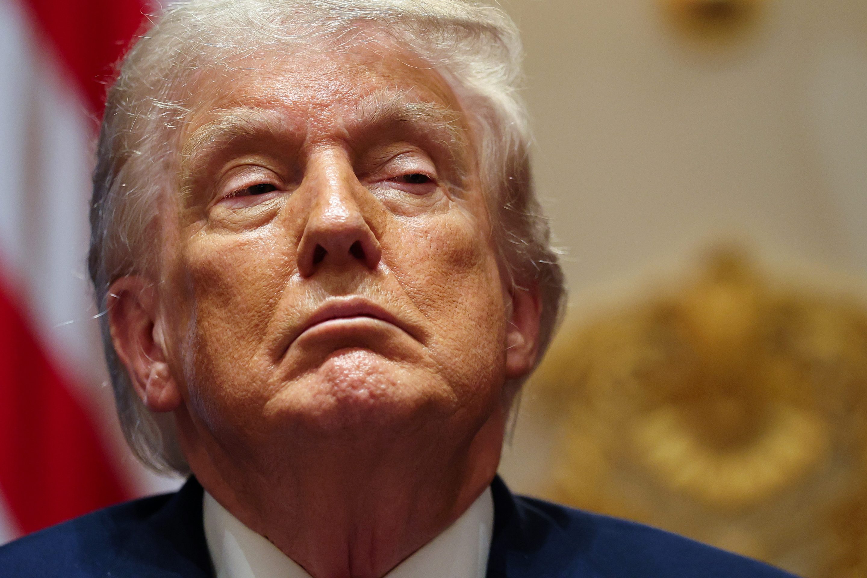 President Donald Trump looks on during a Cabinet meeting in the Cabinet Room of the White House on May 27, 2026.