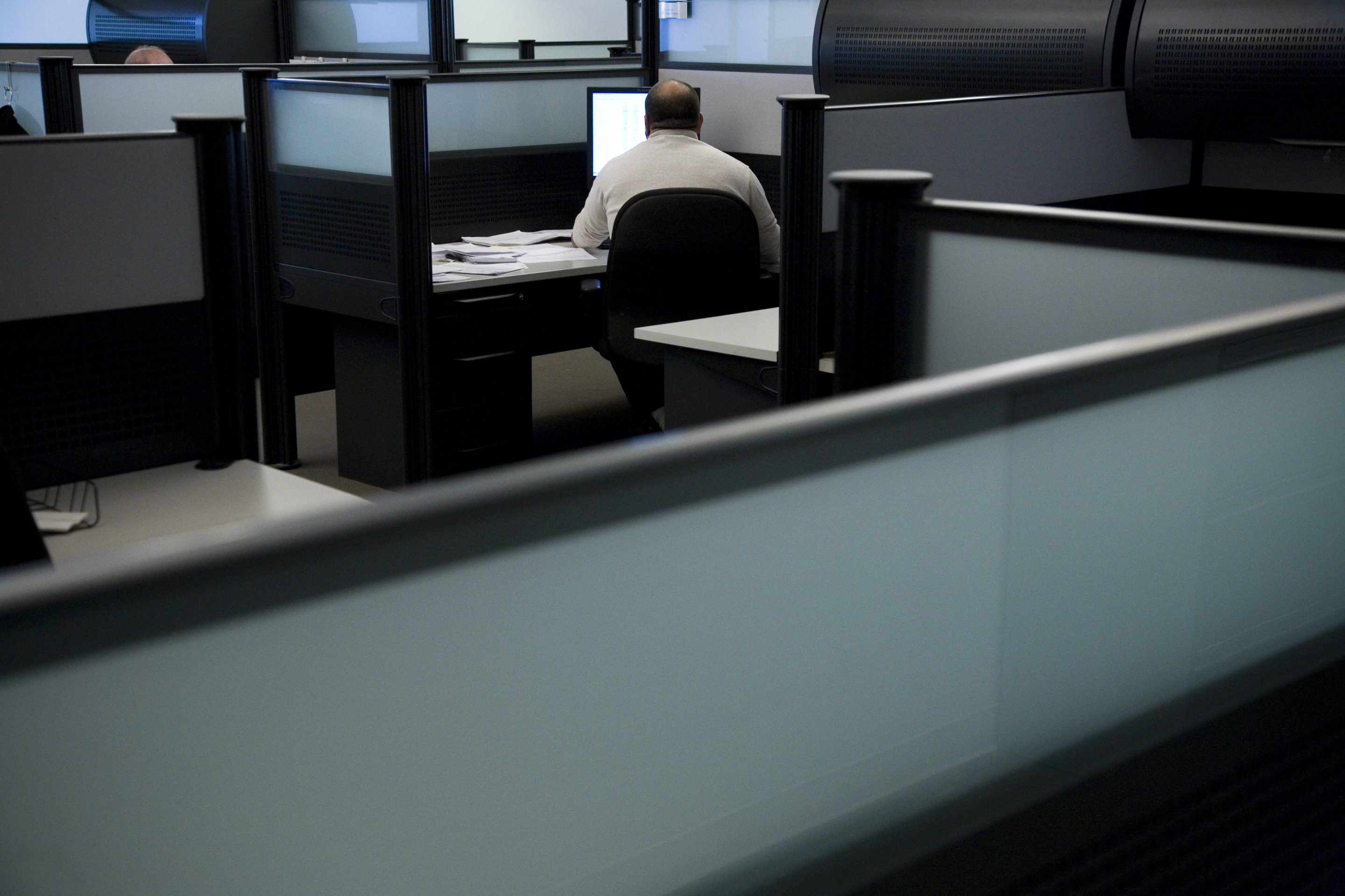 person alone in office