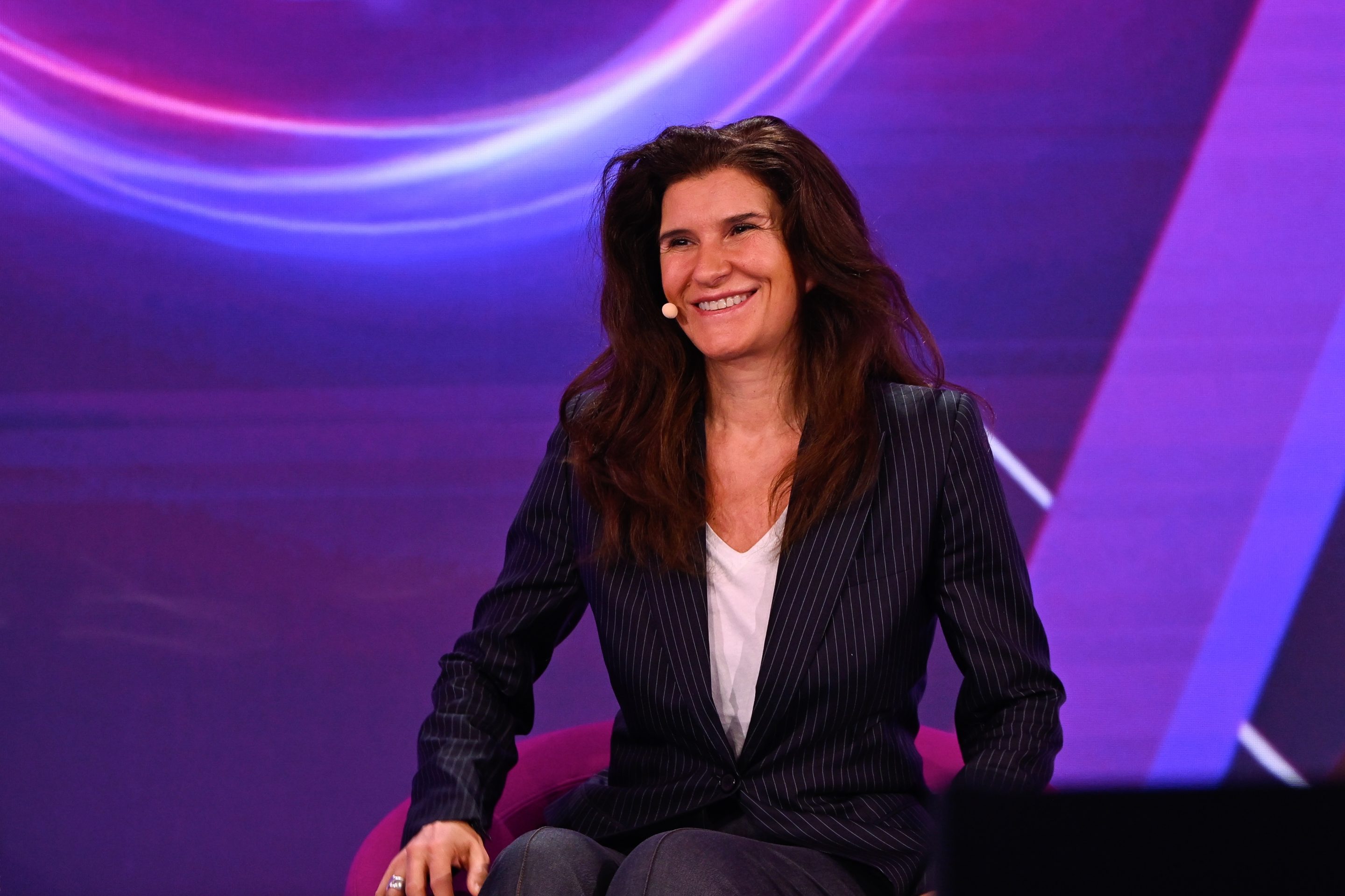 Delphine Viguier-Hovasse, chief innovation and prospective officer at L’Oréal speaking at a conference