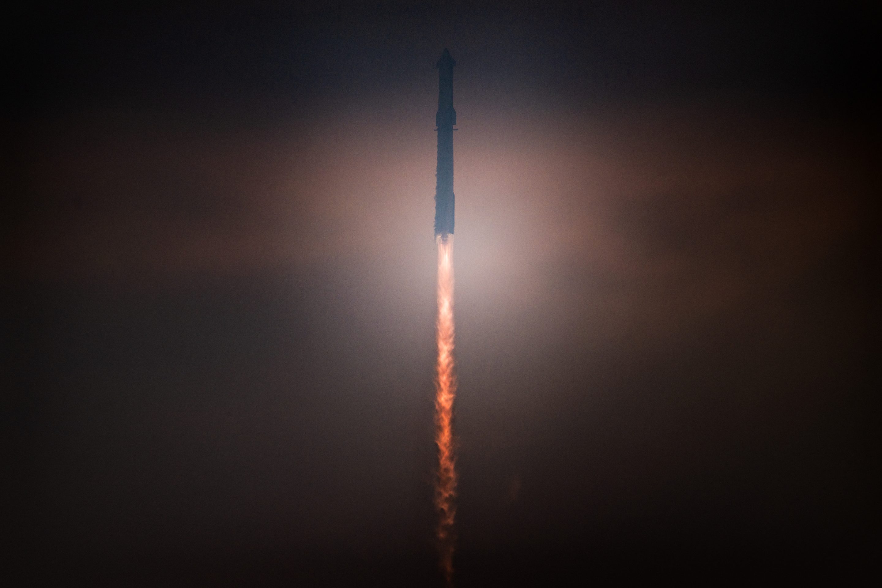 The SpaceX Starship launches during its fourth flight test from Boca Chica beach on June 6, 2024, in Brownsville, Texas. 