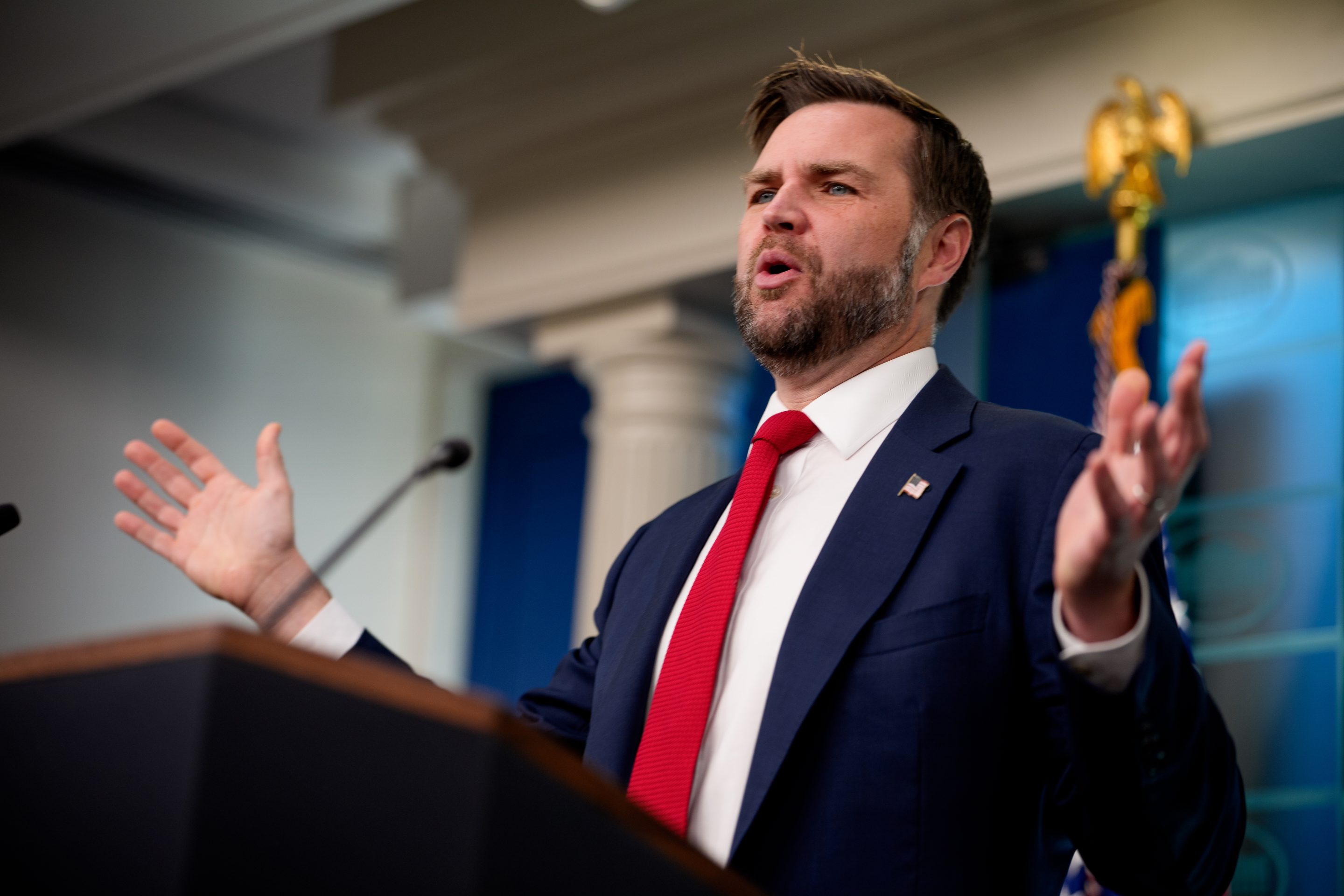 Vice President JD Vance speaks during a news conference in the Brady Press Briefing Room at the White House on June 18, 2026.