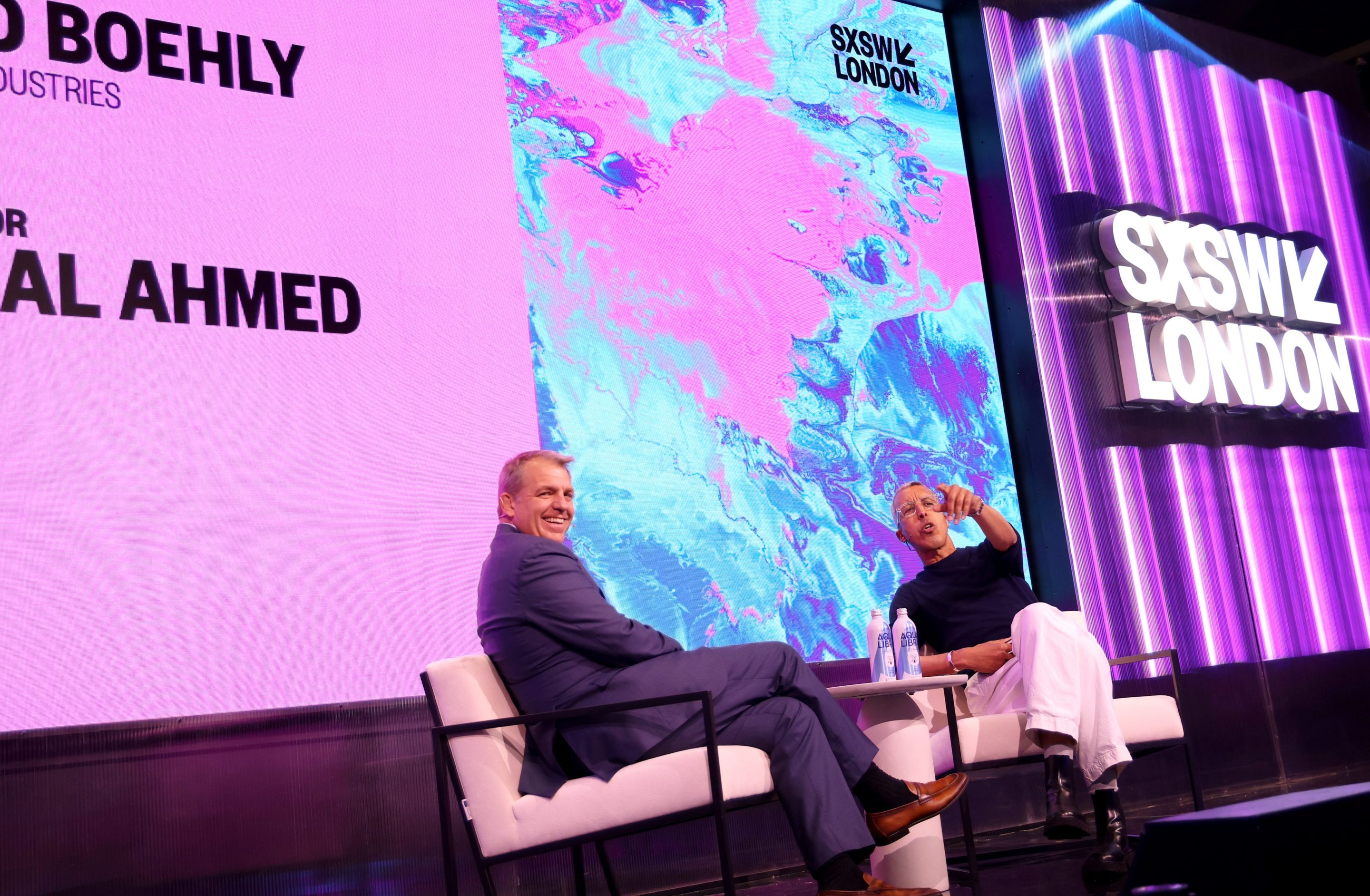 (L-R) Todd Boehly and Kamal Ahmed speaks on stage during the 'In Conversation with Todd Boehly' during day 3 of SXSW London 2026.