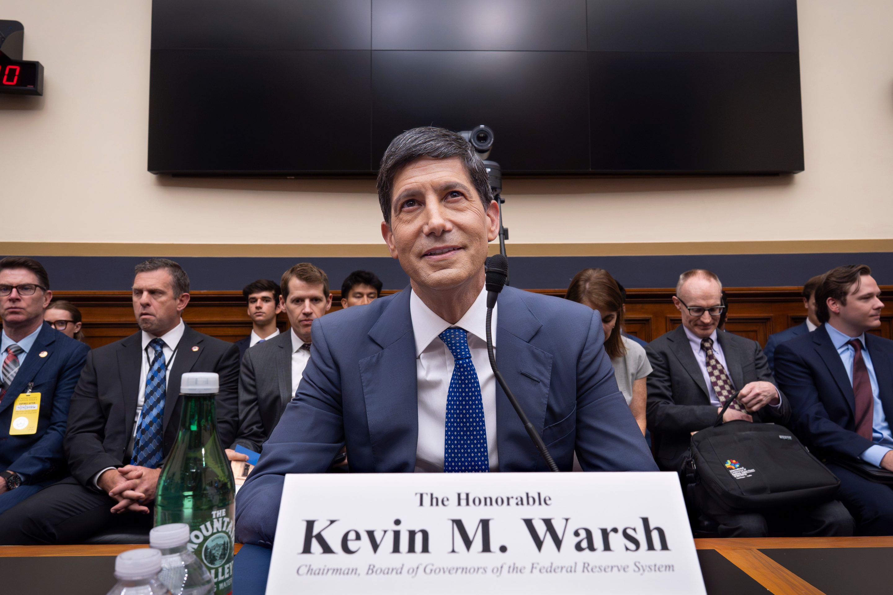 Federal Reserve Chairman Kevin Warsh appears before the House Financial Services Committee to deliver the semi-annual monetary policy report on the central bank, at the Capitol in Washington, Tuesday, July 14, 2026.