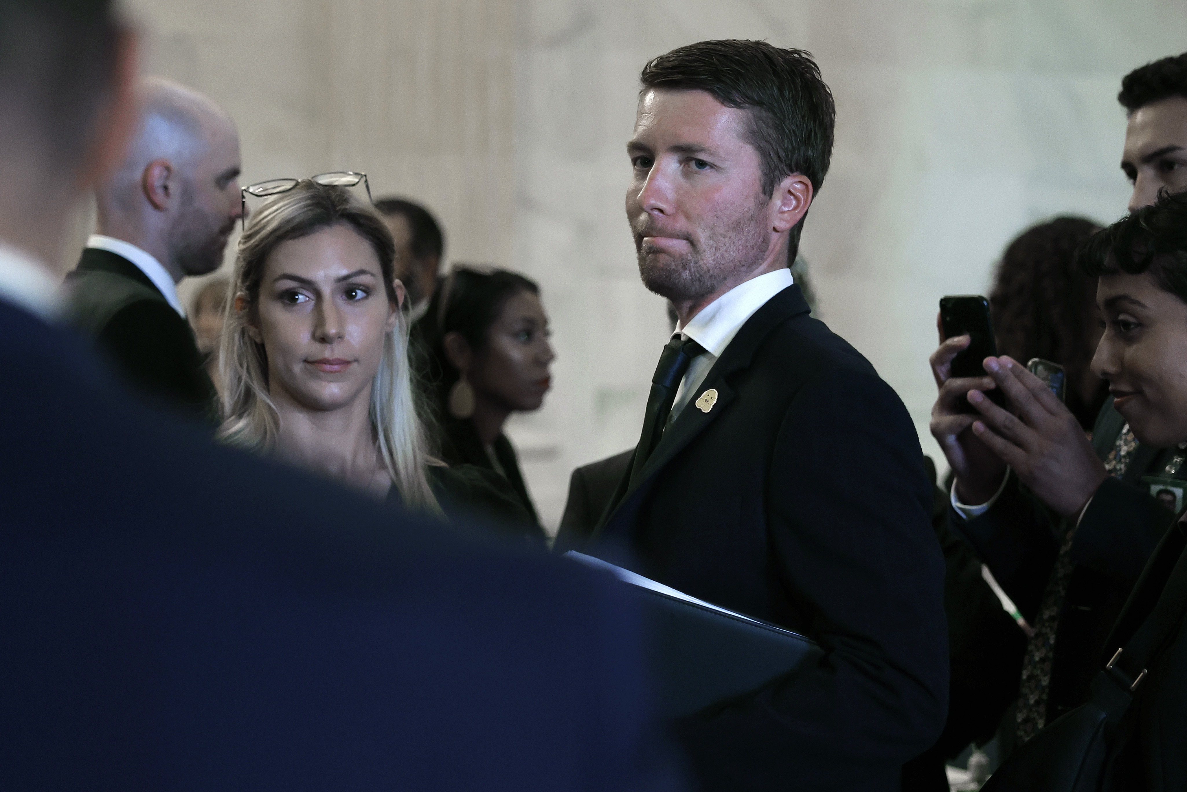 Hugging Face CEO Clément Delangue (center) on Capitol Hill on September 13, 2023 in Washington, D.C. (Photo: Chip Somodevilla/Getty Images)