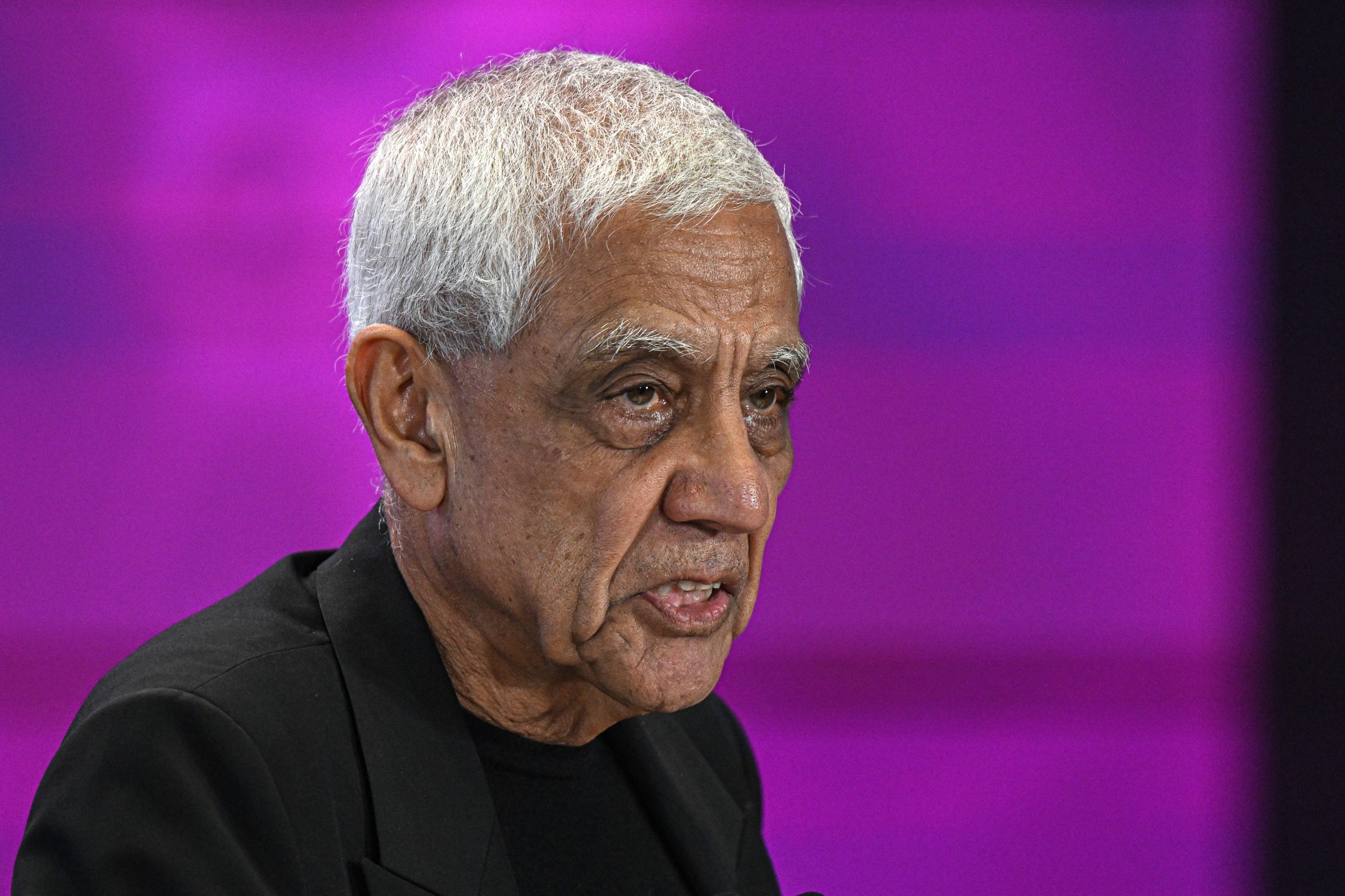 Vinod Khosla, founder of Khosla Ventures, at the AI Impact Summit in New Delhi, Feb. 19, 2026.