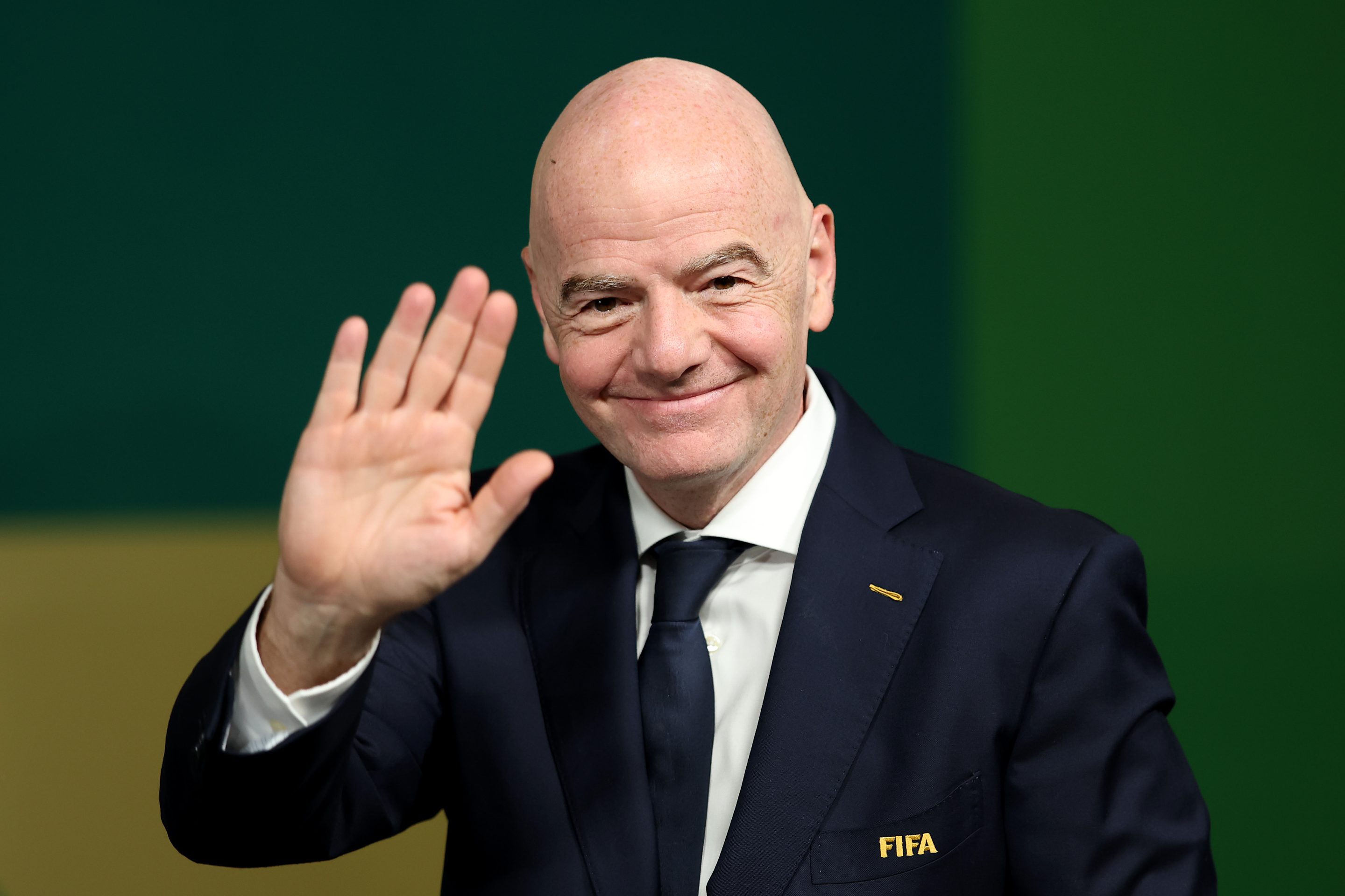 FIFA President Gianni Infantino arrives before the FIFA World Cup 2026 Group F match between Tunisia and Japan at Monterrey Stadium on June 20, 2026 in Guadalupe, Mexico. 