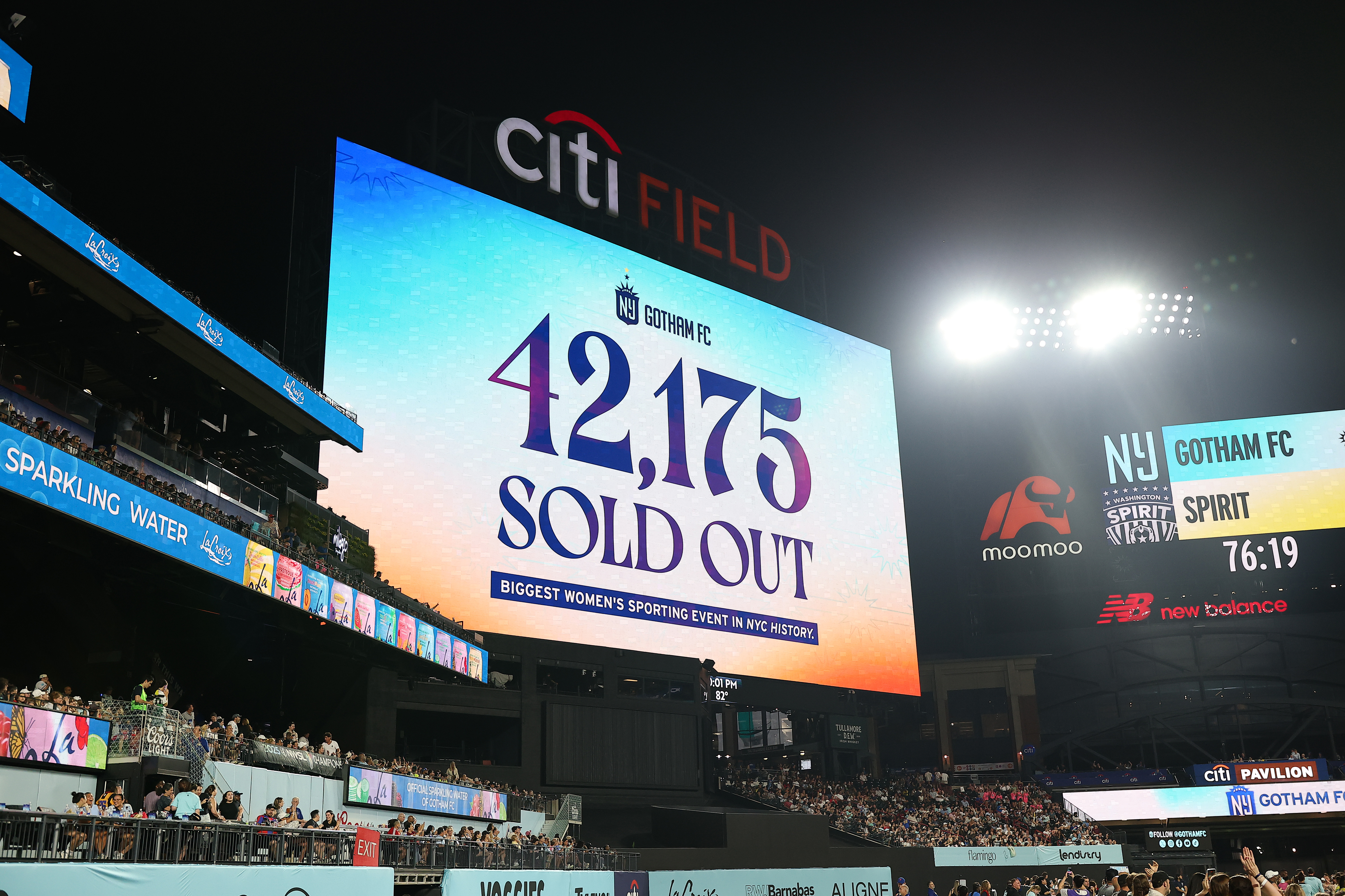Gotham FC and the Washington Spirit set a new attendance record for women's sports in New York at Citi Field.