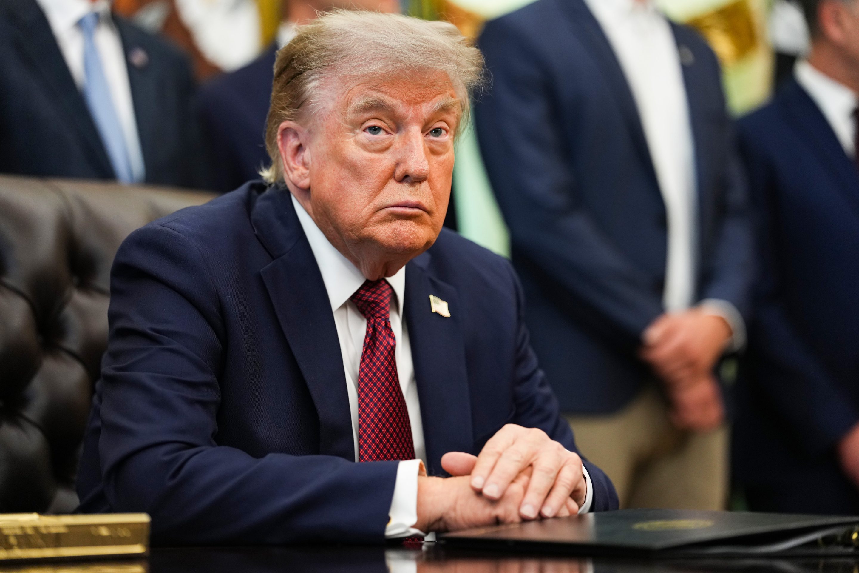President Donald Trump makes an announcement on American nuclear innovation in the Oval Office at the White House on July 24, 2026 in Washington, DC.